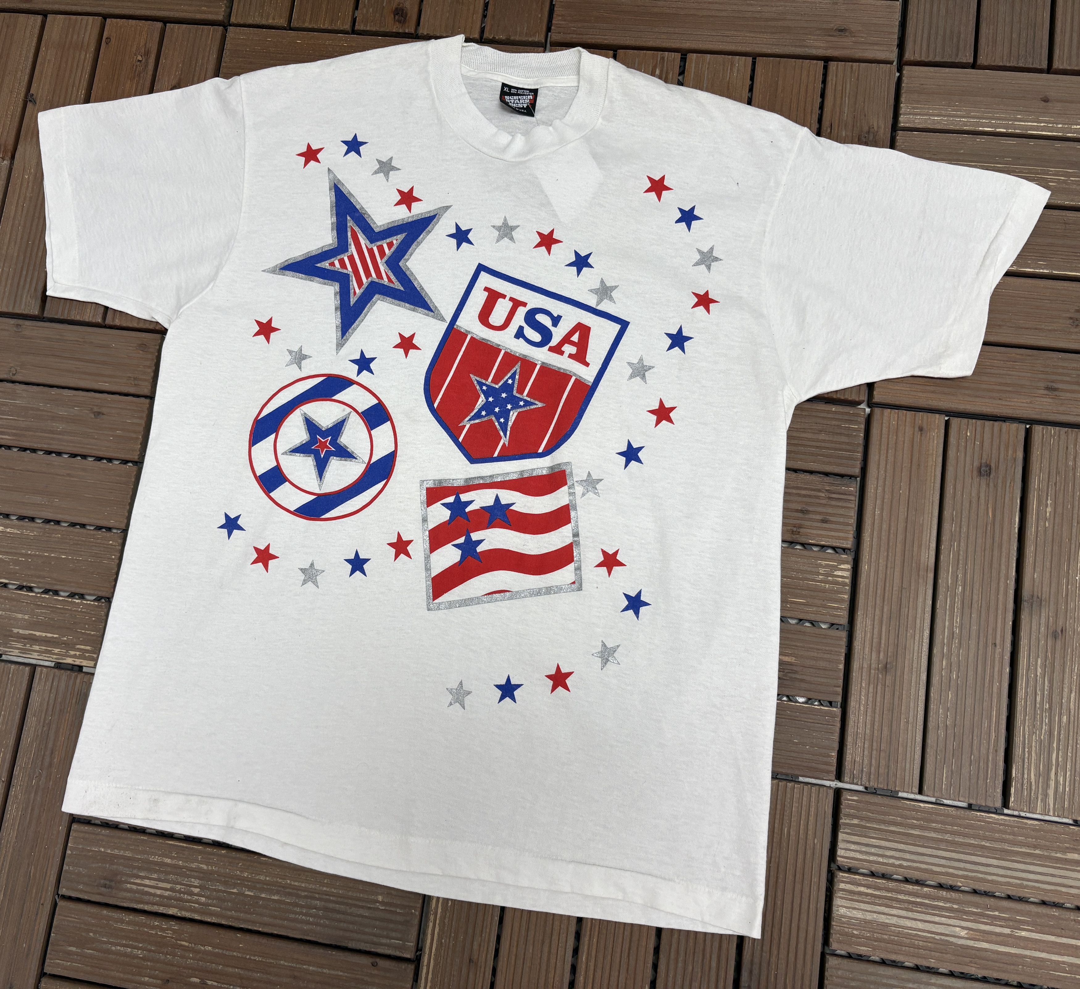 Vintage United States of America Big Print Vintage White T-Shirt Tee Size US XL / EU 56 / 4 - 3 Thumbnail