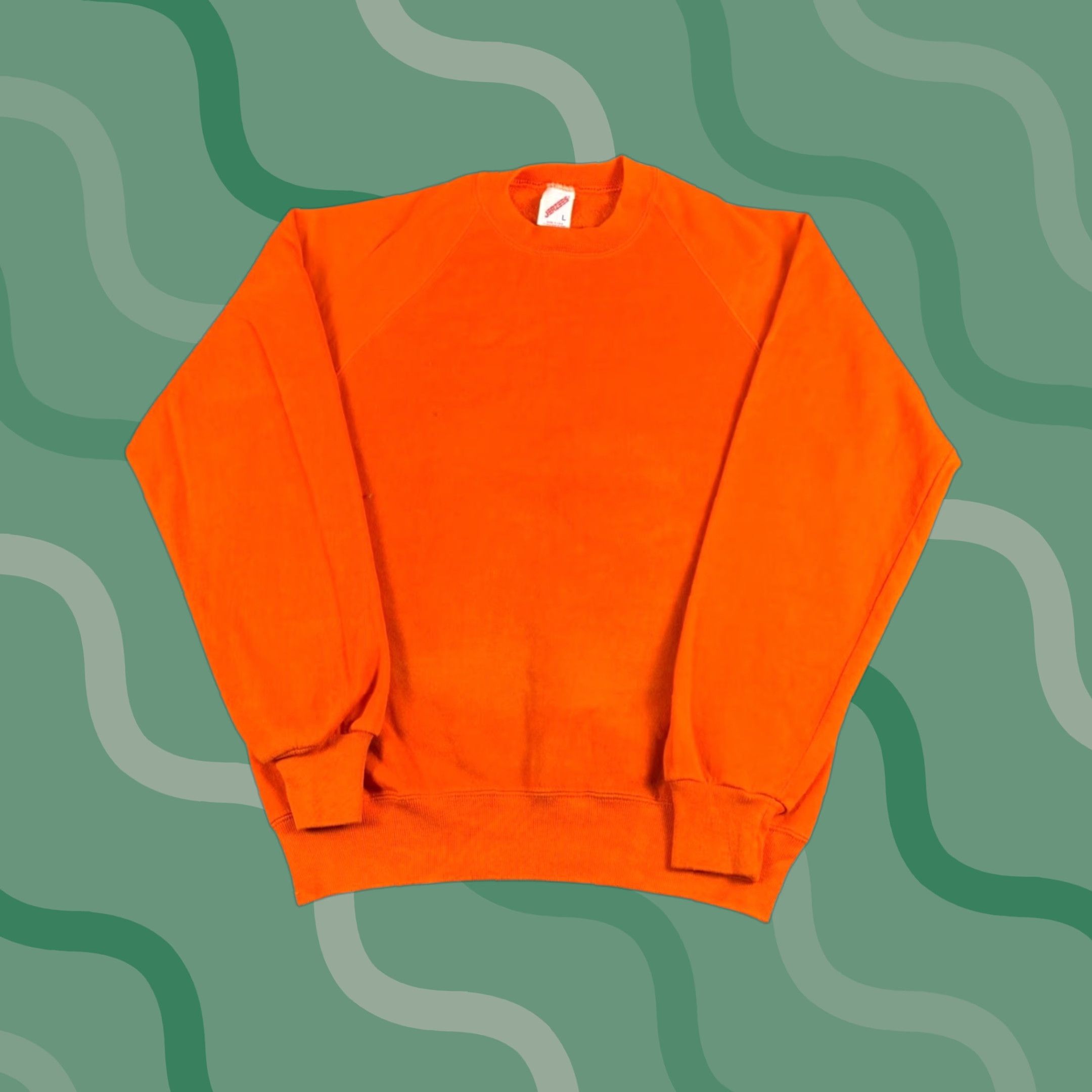 Jerzees VINTAGE Jerzees Sweatshirt Raglan Sleeve Orange Pullover Size L Unisex Adults 90s Crew Neck Fleece Cotton Made in USA Size US L / EU 52-54 / 3 - 1 Thumbnail