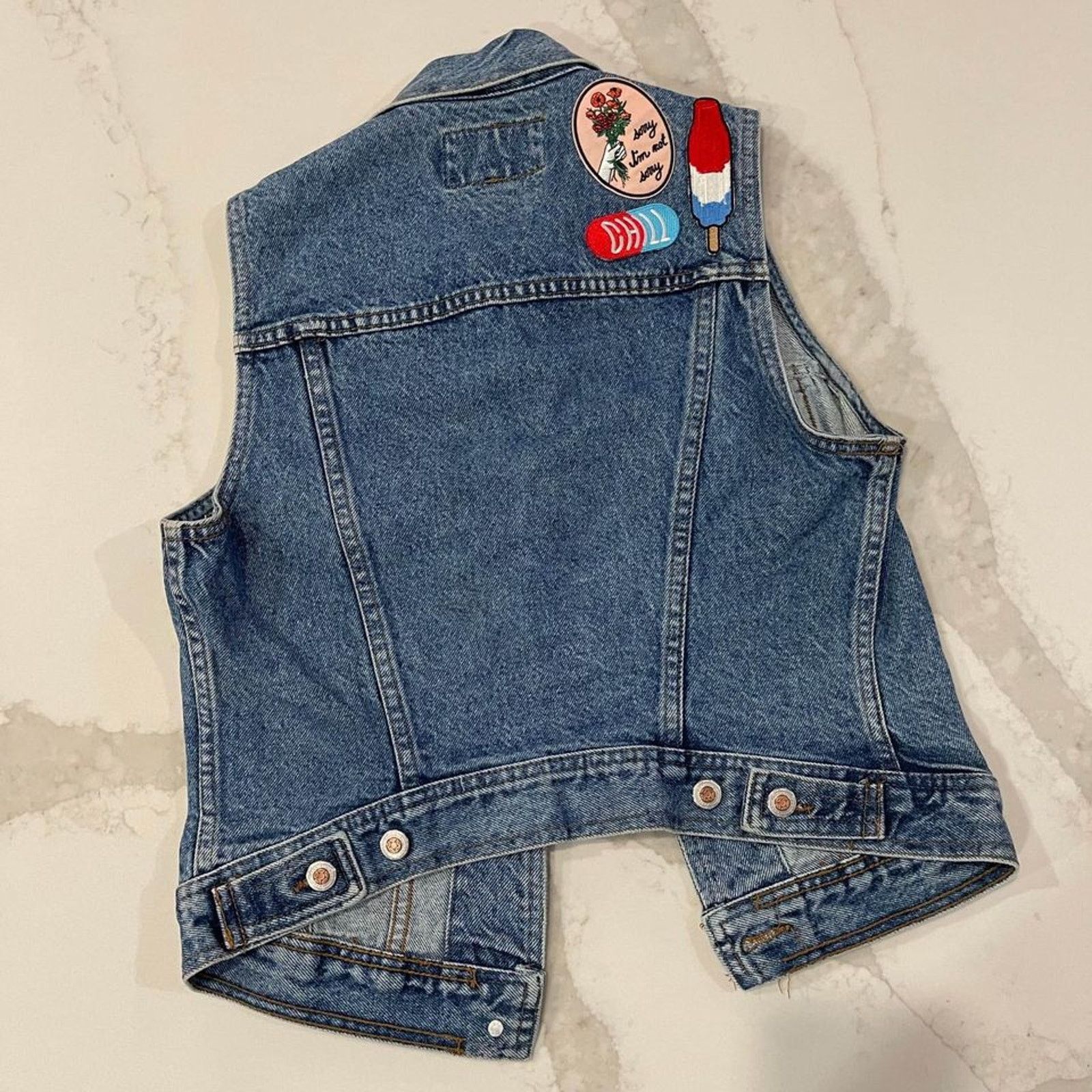 Other Vintage Genuine Authentic Denim Vest Cat Patch Womens Medium Size L / US 10 / IT 46 - 5 Thumbnail