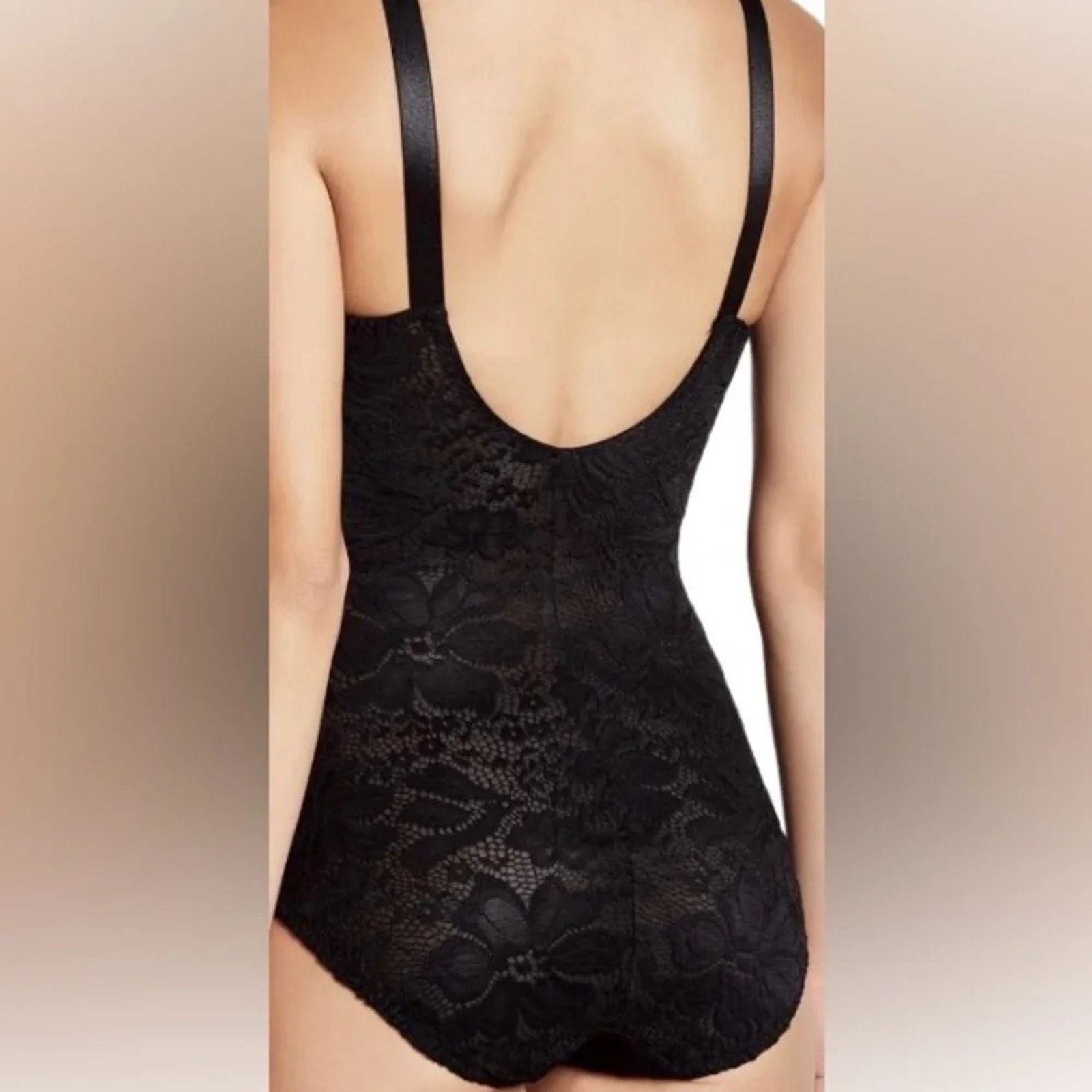 Vass Joan Vass black lace shape wear underwire bodysuit, size 2X Size ONE SIZE - 2 Thumbnail