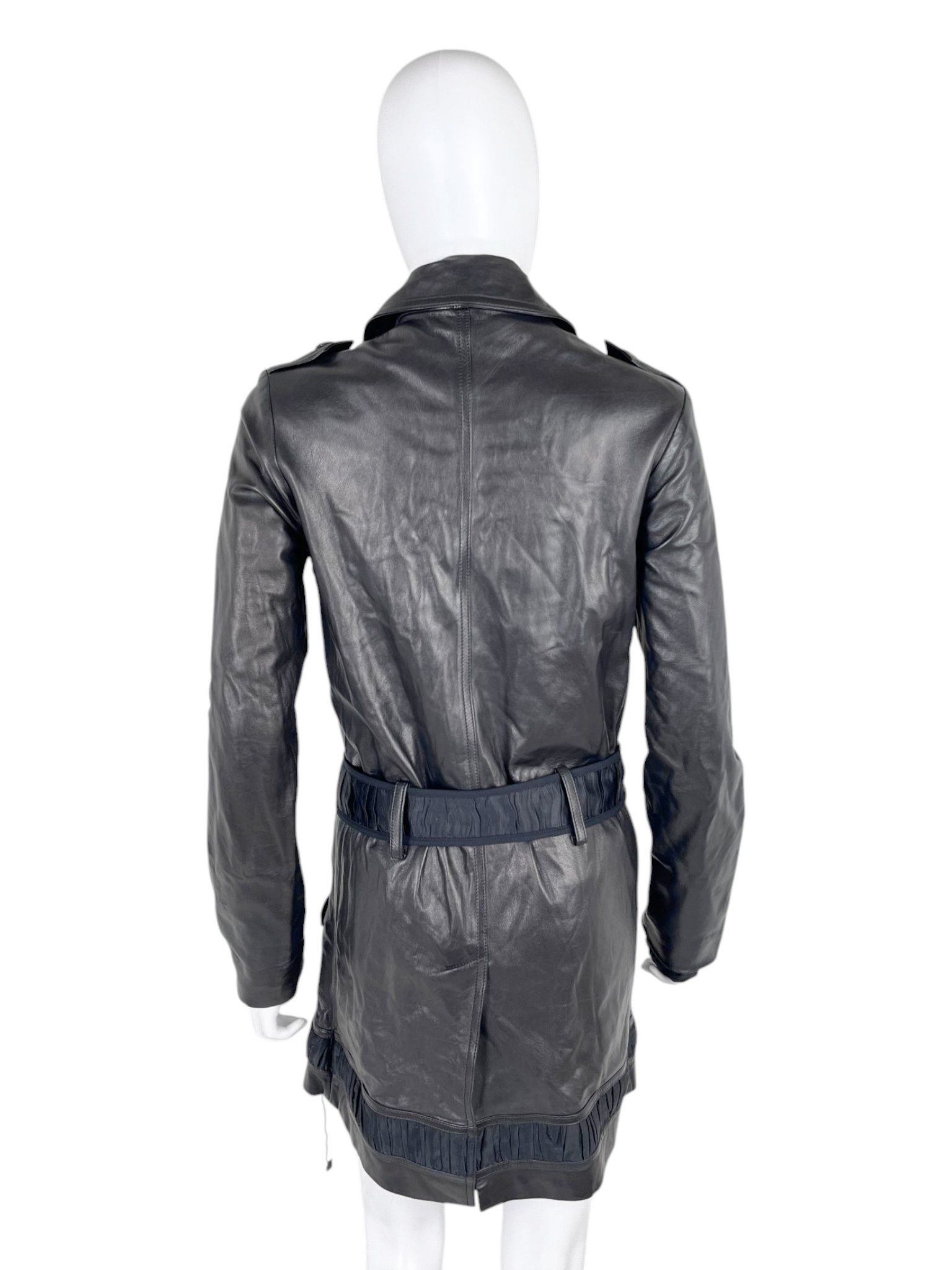 John Galliano 2004 Sample Black Lambskin Leather Coat Size S / US 4 / IT 40 - 4 Thumbnail