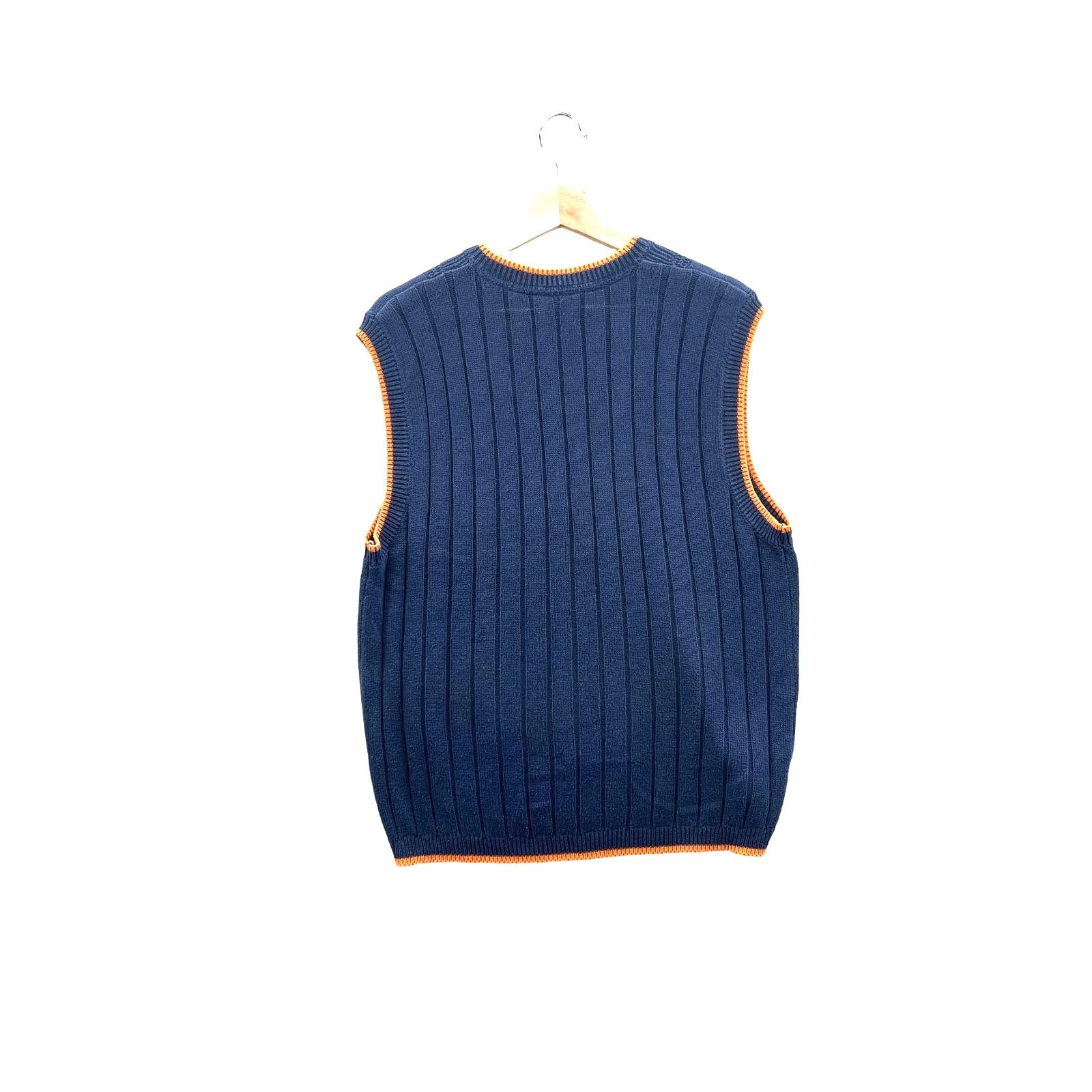 Fubu × Vintage Vintage 1990's Fubu Sports Two-Tone Cable Knit Sweater Vest Size US XL / EU 56 / 4 - 2 Thumbnail