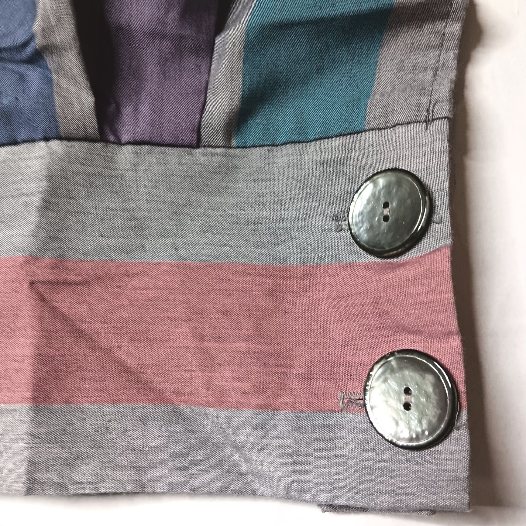 Pinko VINTAGE Blouse Women 14 Gray Pink Blue Stripe Wide Waistband Dolman Shirt Size XL / US 12-14 / IT 48-50 - 6 Thumbnail