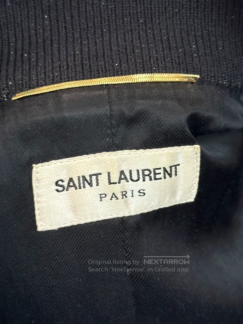 Saint Laurent Paris Saint Laurent Paris Leather Sleeve Patchwork Baseball Jack Size XXS / US 00 / IT 34 - 3 Thumbnail