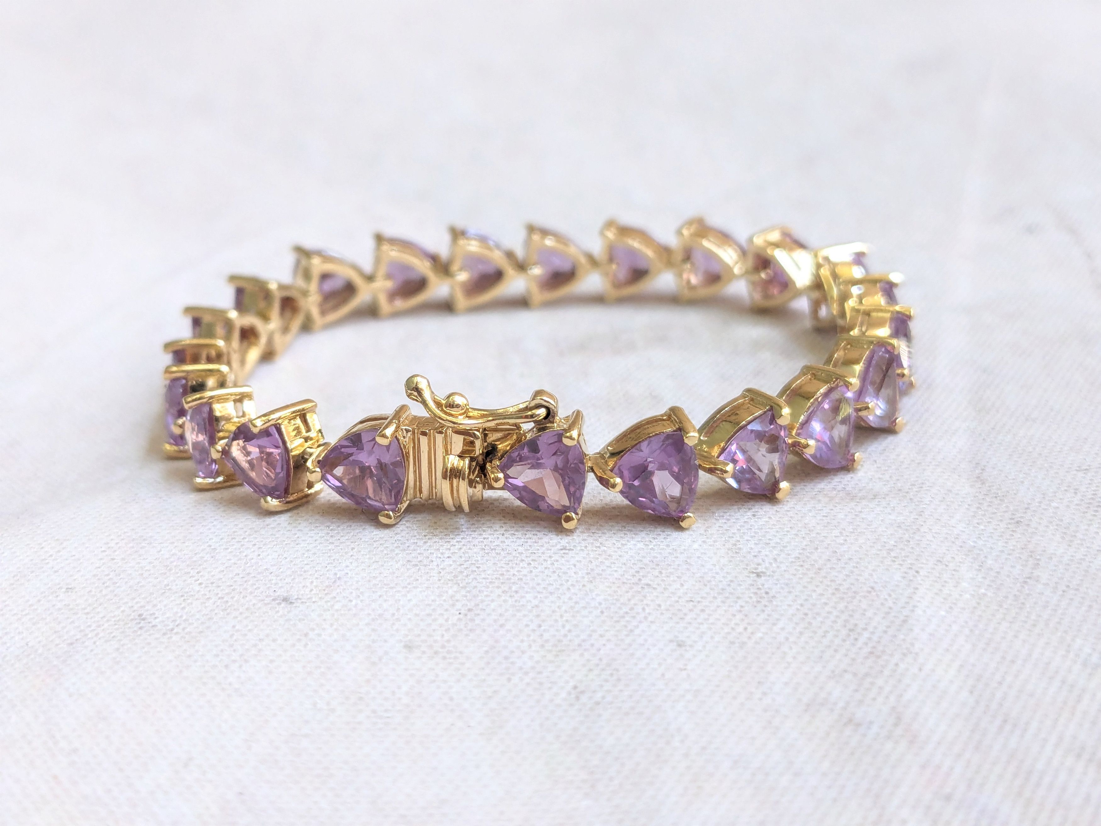Sterling Silver Sterling Silver Tennis Bracelet Purple Alexandrite Gold 6.5" Size ONE SIZE - 3 Thumbnail