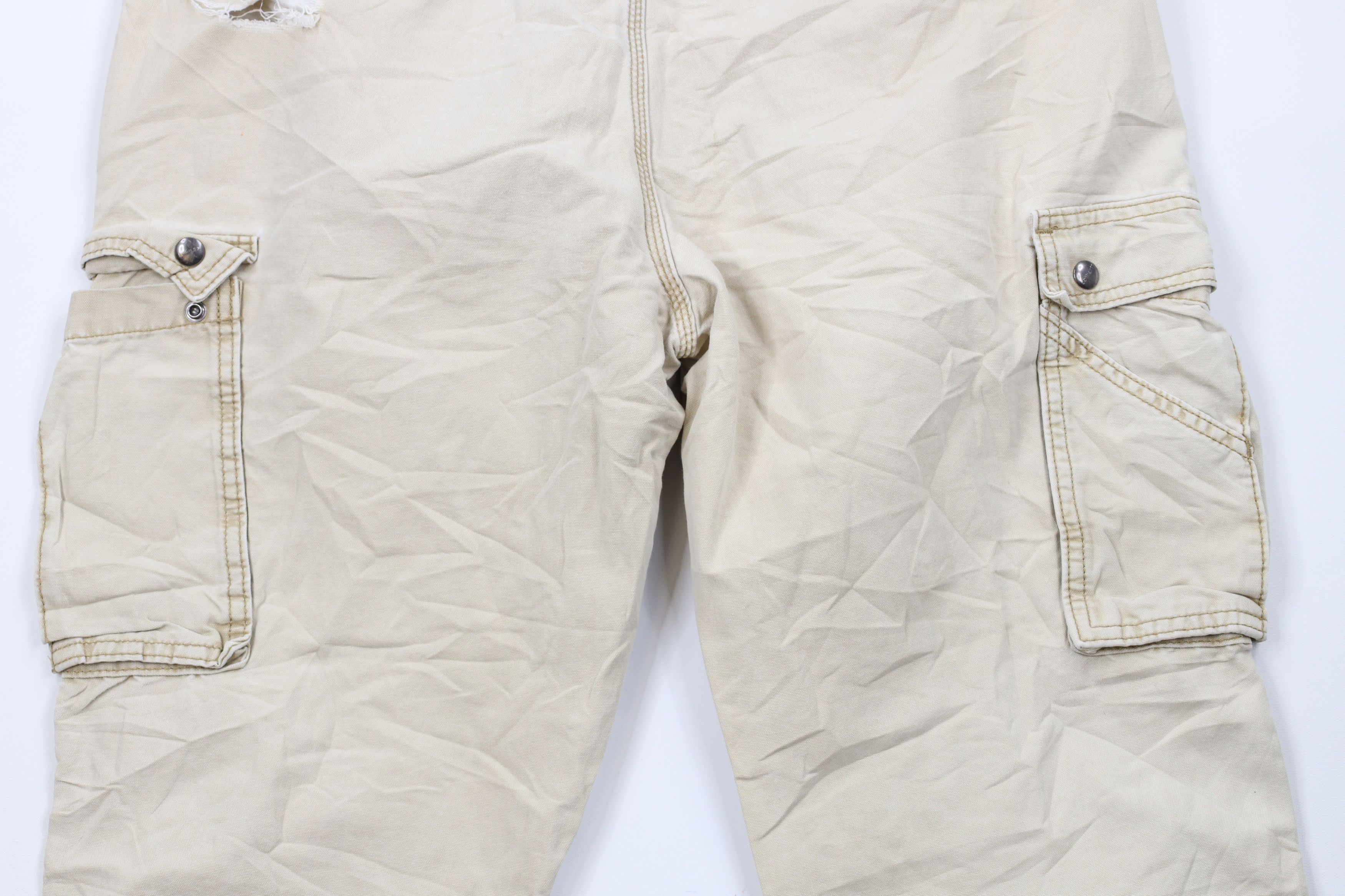 Carhartt × Vintage Vintage Carhartt Spell Distressed Wide Leg Cargo Pants Beige Size 38 - 10 Thumbnail