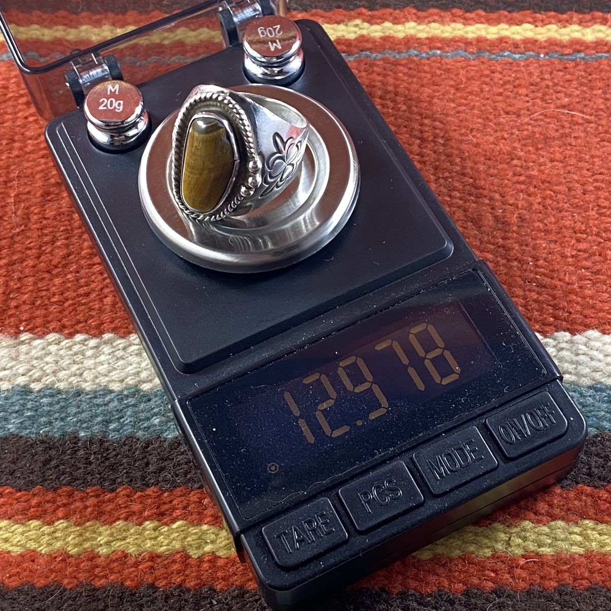 Kapital × Vintage Vtg 60s 70s Navajo Sterling Silver Tigers Eye Signet Ring Size ONE SIZE - 13 Thumbnail