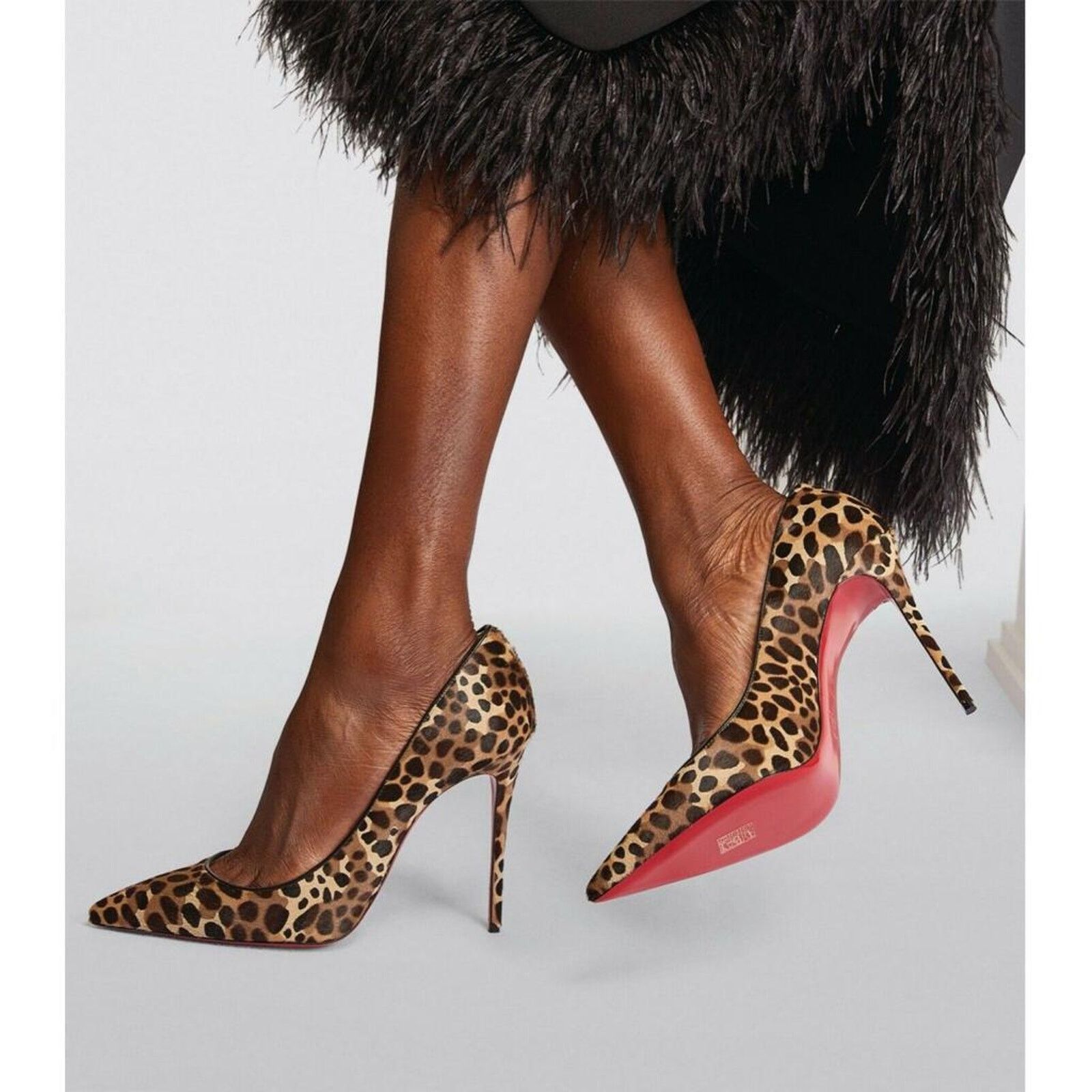 Christian Louboutin Kate 100 Pony Madagascar Leopard Black Brown Heel Pump 37 Size US 7 / IT 37 - 3 Thumbnail