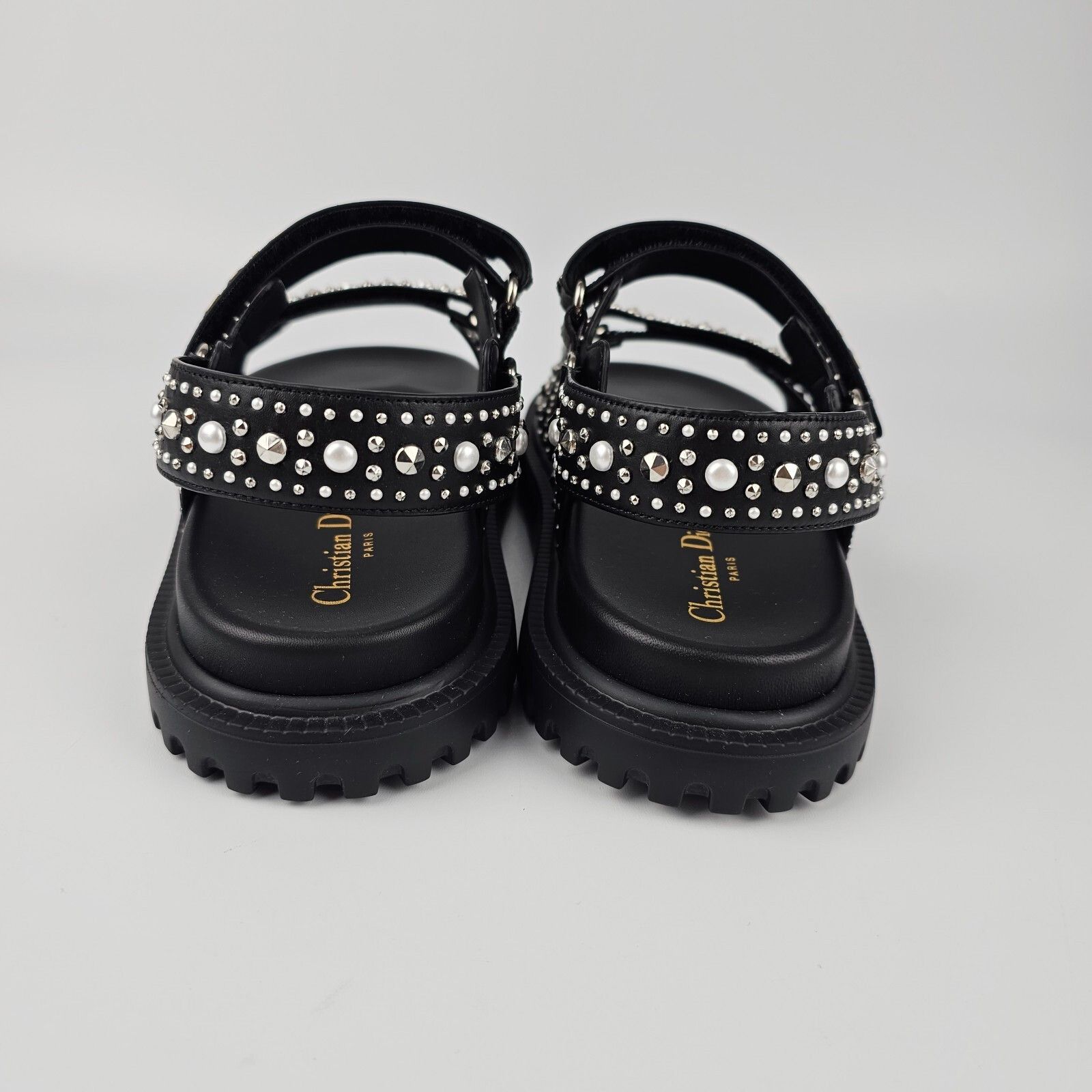 Dior DIOR Dioract Black Leather Studded Sandals New & Authentic ( Size US 9 / IT 39 - 7 Thumbnail