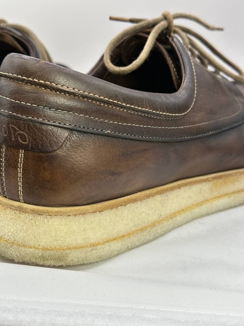 Shoto SHOTO Handmade Leather Shoes Brown Crepe Sole Made in Italy Size US 7.5 / EU 40-41 - 6 Thumbnail