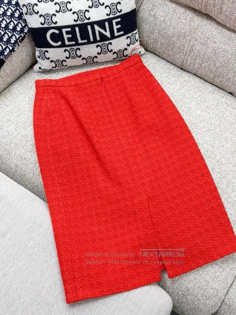 Chanel Chanel Red four-pocket soft tweed half-length skirt Size 25" / US 0 / IT 36 - 3 Thumbnail