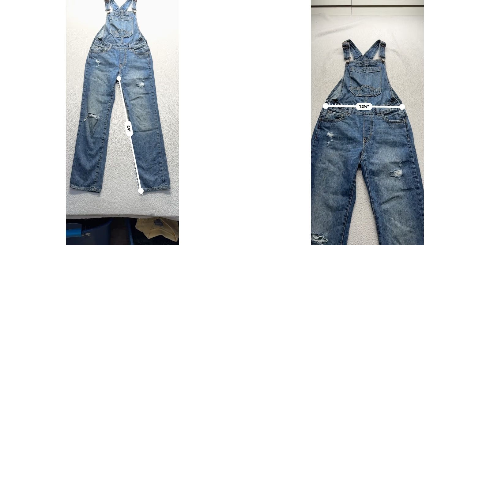 Gap Gap Denim Overalls L Regular Blue Distressed Jeans Made In Bangladesh #7989 Size US 33 - 8 Thumbnail