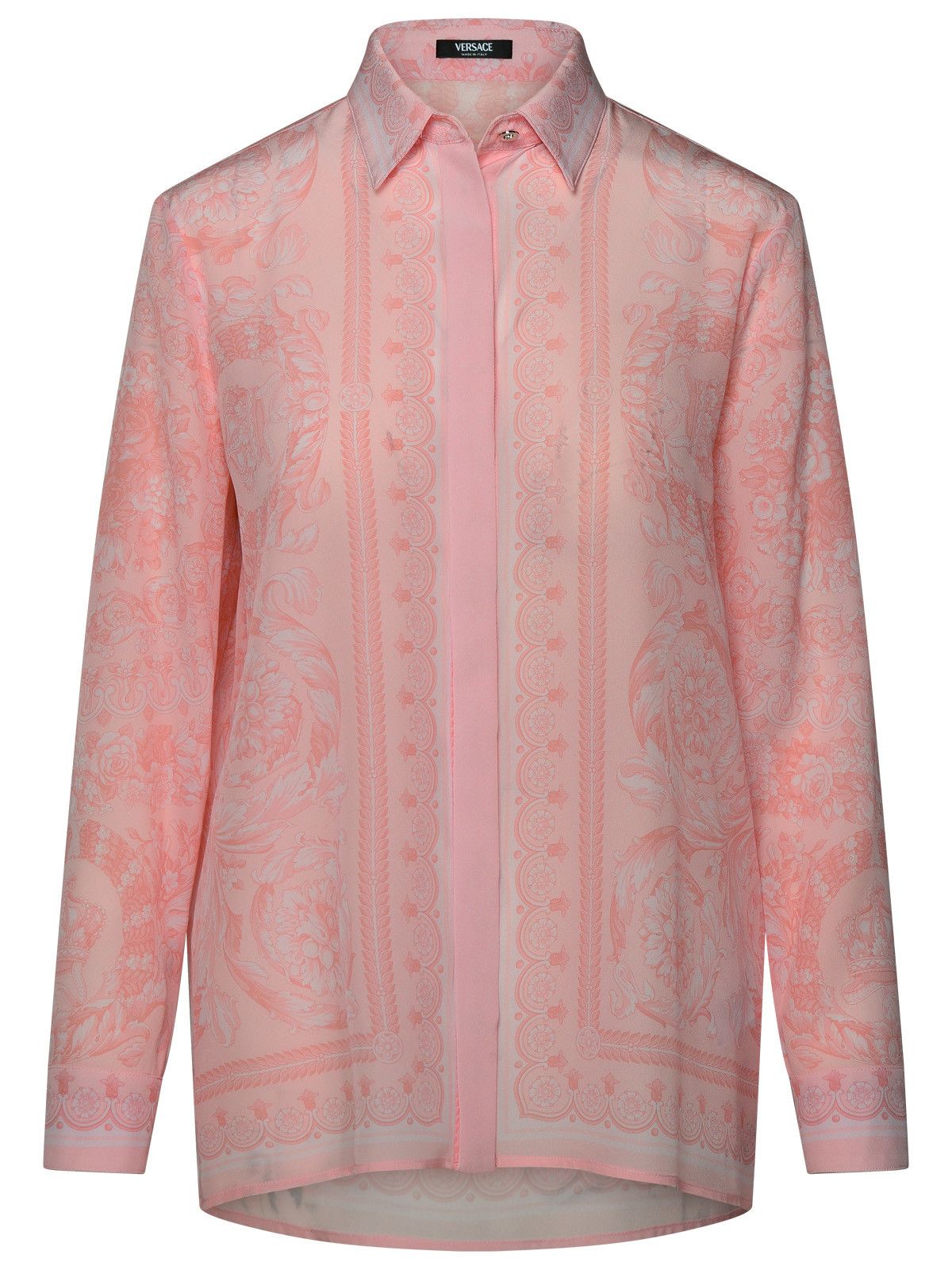 image of Versace 'barocco' Pink Silk Shirt, Women's (Size Small)