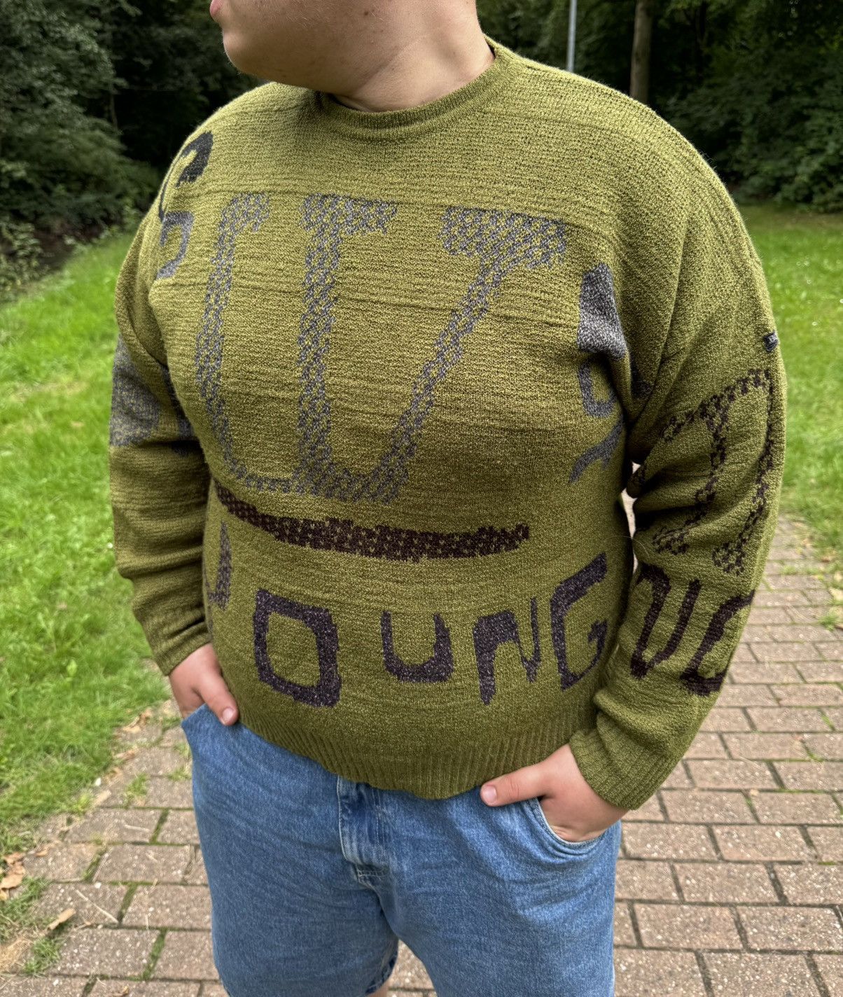 Hugo Boss Hugo Boss Green Knit Sweater “Young” Graphic – Olive Green Size US L / EU 52-54 / 3 - 2 Thumbnail