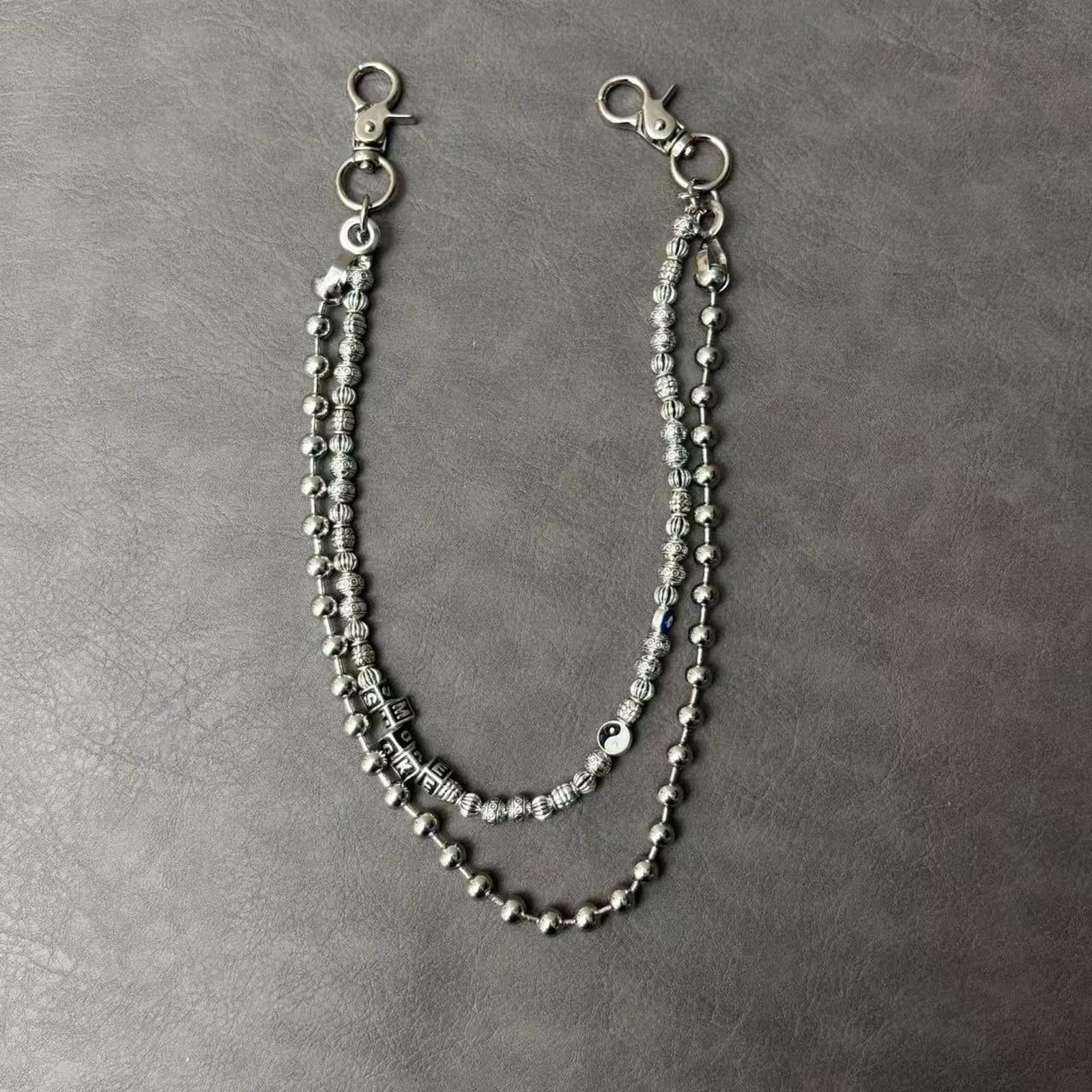 Jewelry Silver Double Chain Wallet Pants Accessory, Men's Chain Size ONE SIZE - 3 Thumbnail