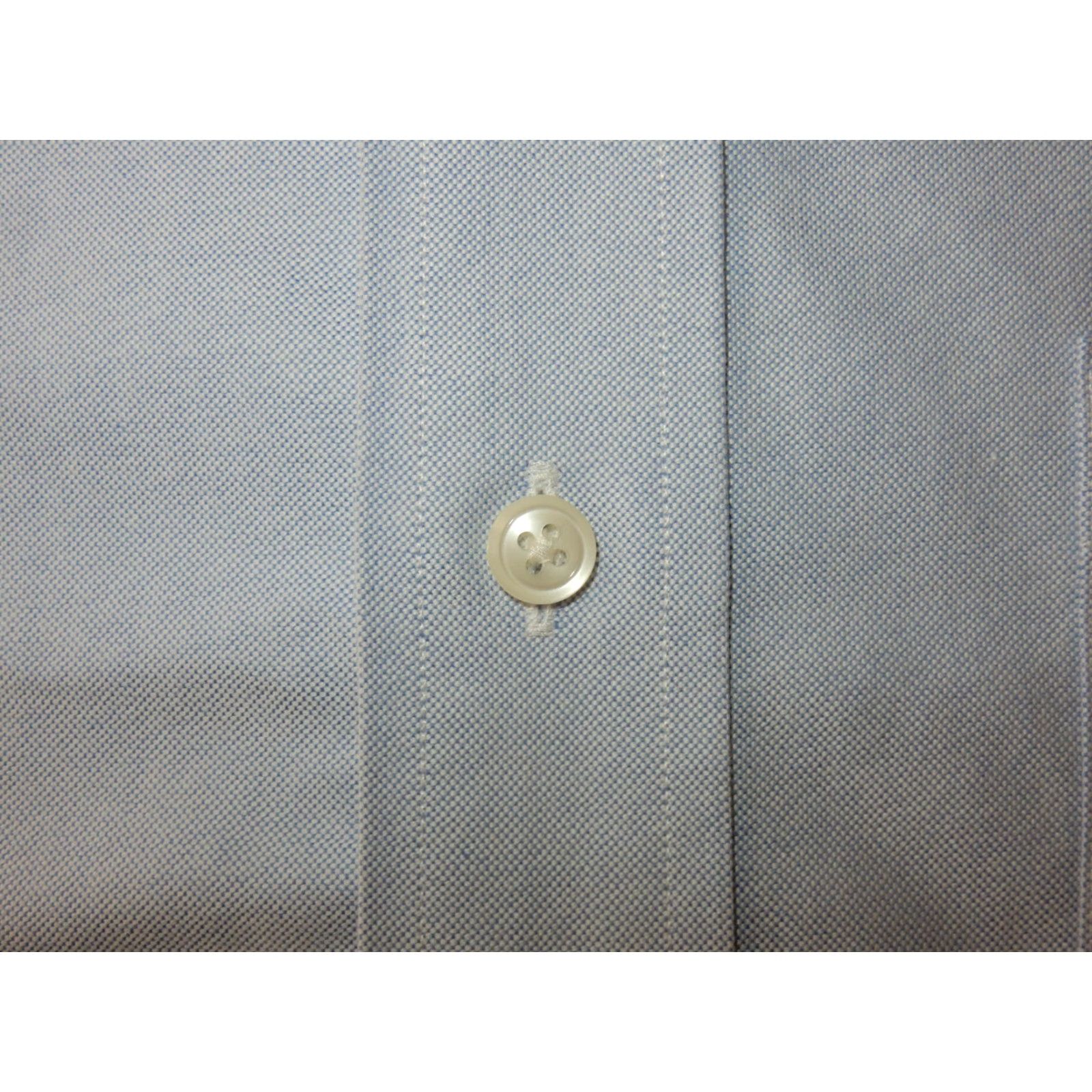 Vintage L.L. Bean Dress Shirt Men Short Sleeve 18 Size Cotton Oxford Blue Solid 27" Chest 34.5" Length Mens Size 48R - 3 Thumbnail