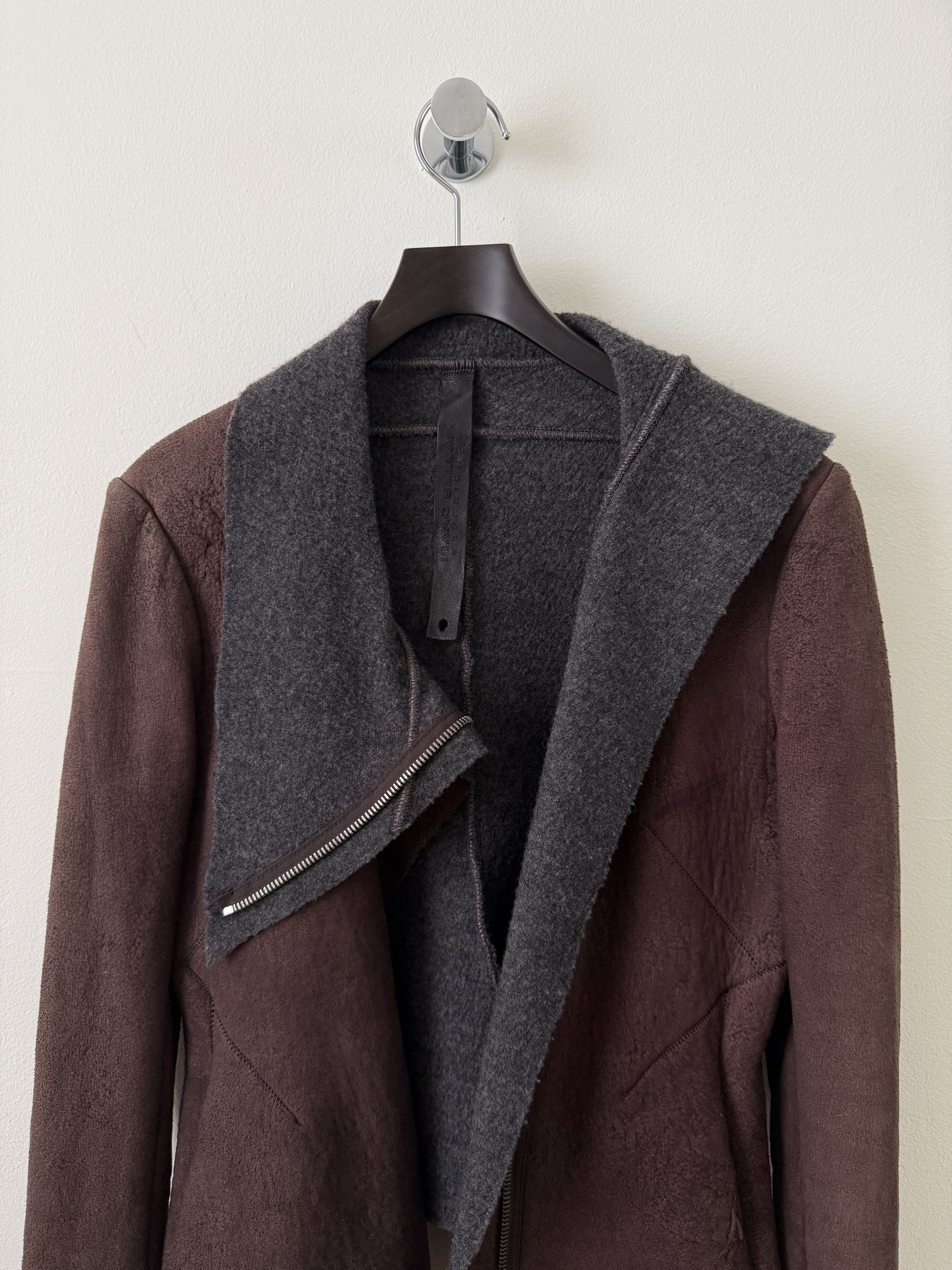 Isaac Sellam Experience Lambskin Leather Asymmetrical Wool Lined Jacket Size M / US 6-8 / IT 42-44 - 14 Thumbnail