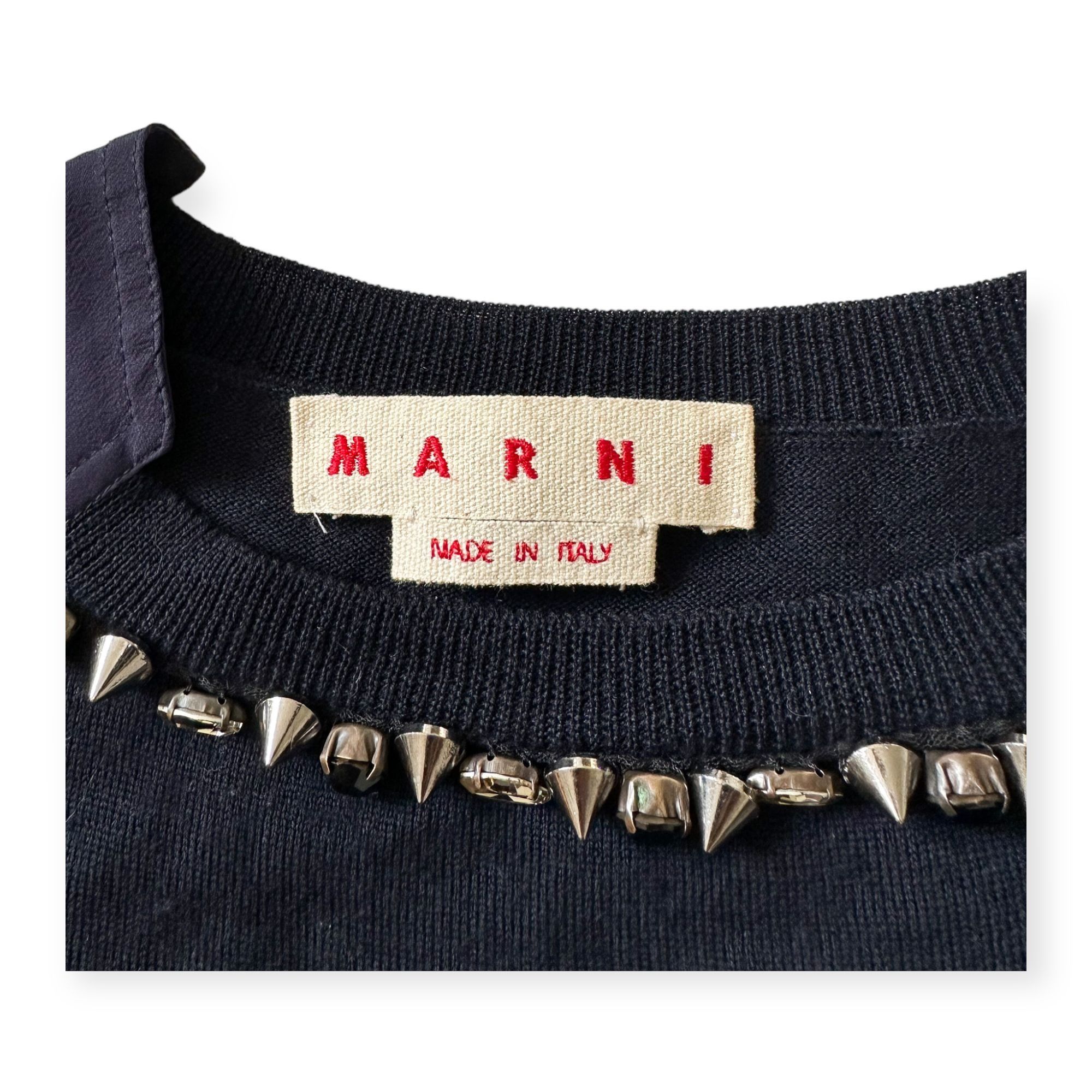 Marni Marni Embellished Wool-Silk Sweater FW2012, Blue, Size: IT Size S / US 4 / IT 40 - 3 Thumbnail