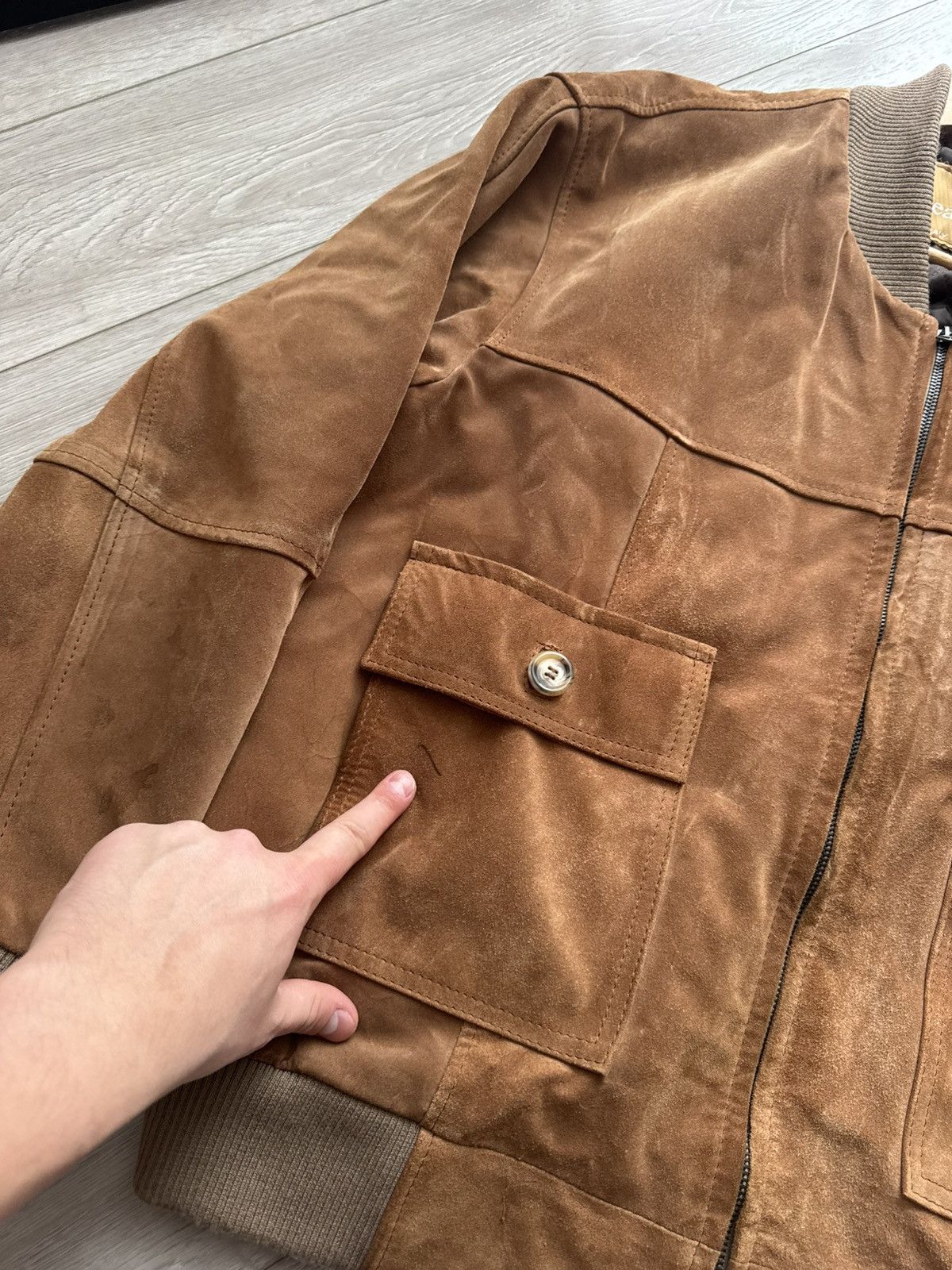 Vintage Vintage Suede Leather Jacket Boxy Fit ALD style avant garde Size US S / EU 44-46 / 1 - 7 Thumbnail
