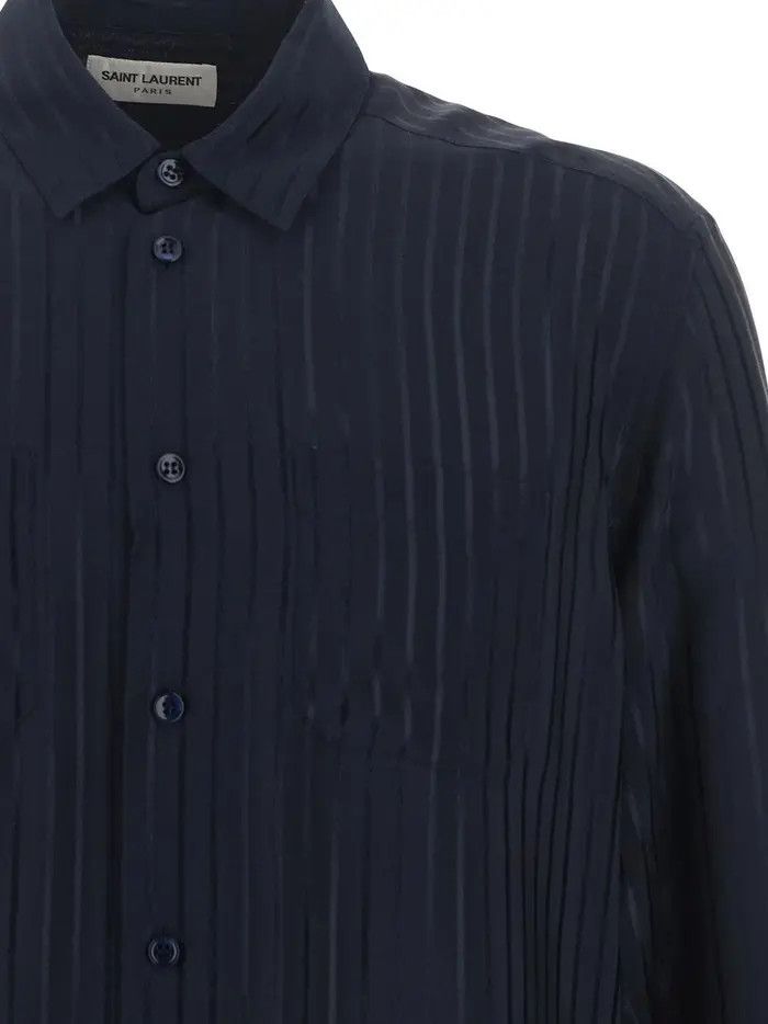 Saint Laurent Paris o1bcso1str1124 Cropped Shirt in Blue Size US XS / EU 42 / 0 - 3 Thumbnail