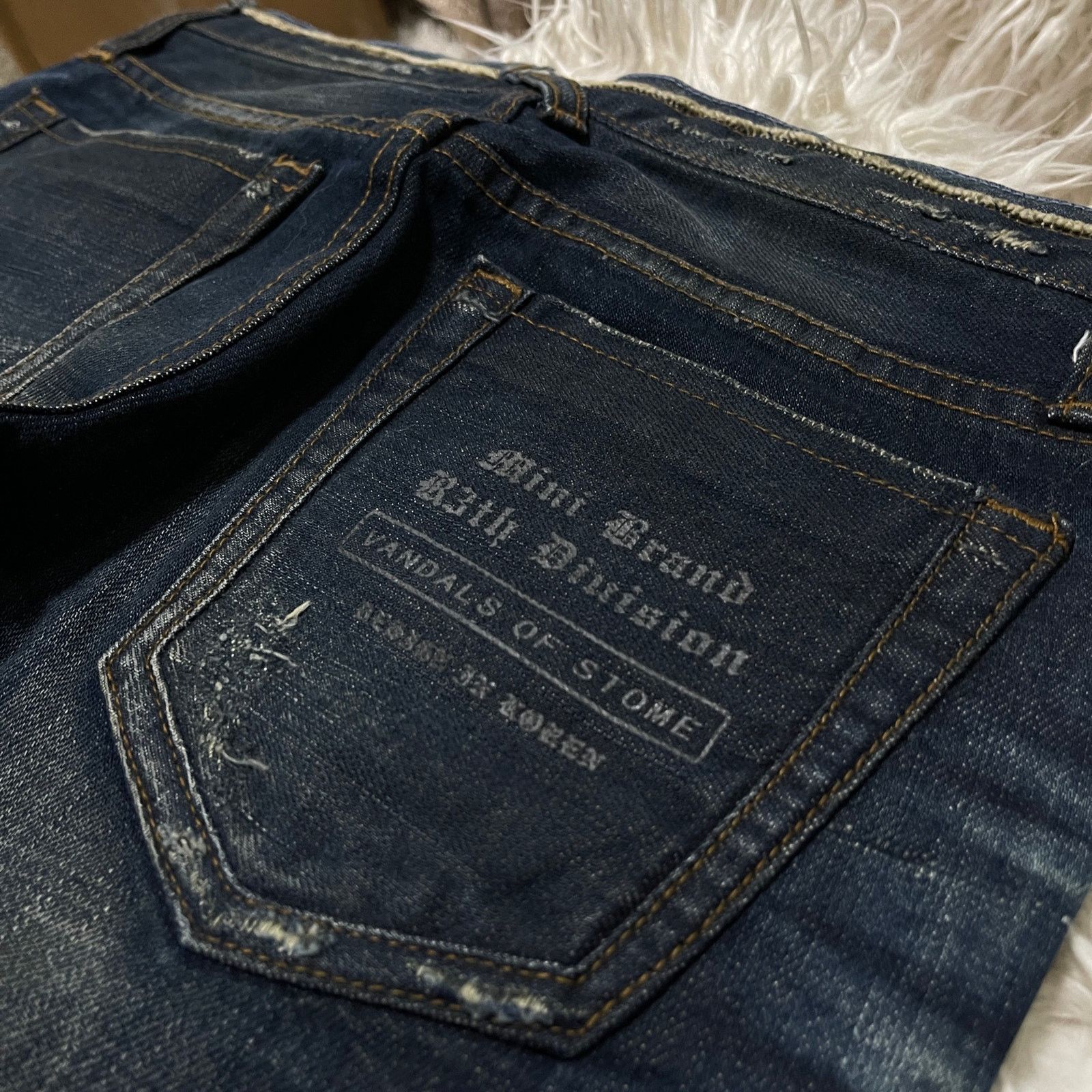 14th Addiction Vintage Japanese Brand Faded Wash Low-rise Denim Jeans Blue Size 29" - 20 Thumbnail