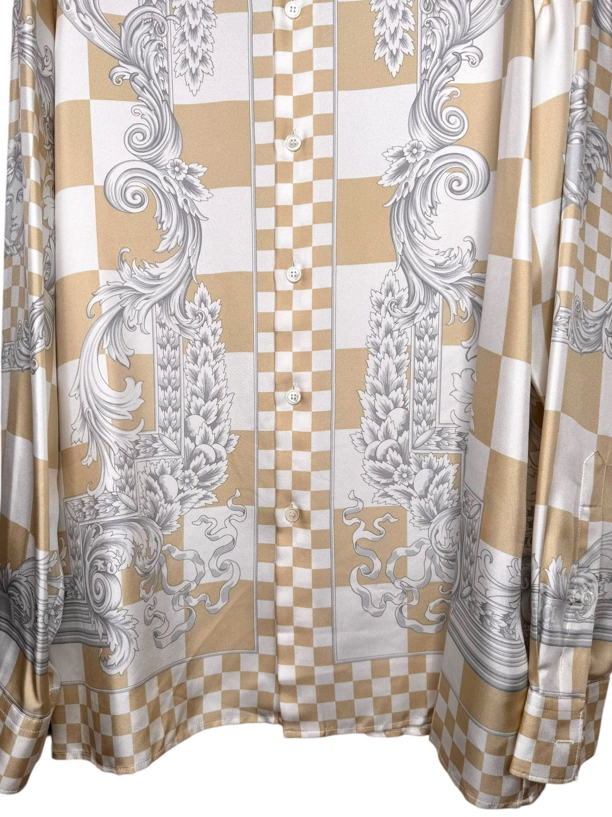 Versace Versace Silk Shirt Medusa Checkerboard Beige Size US M / EU 48-50 / 2 - 4 Thumbnail