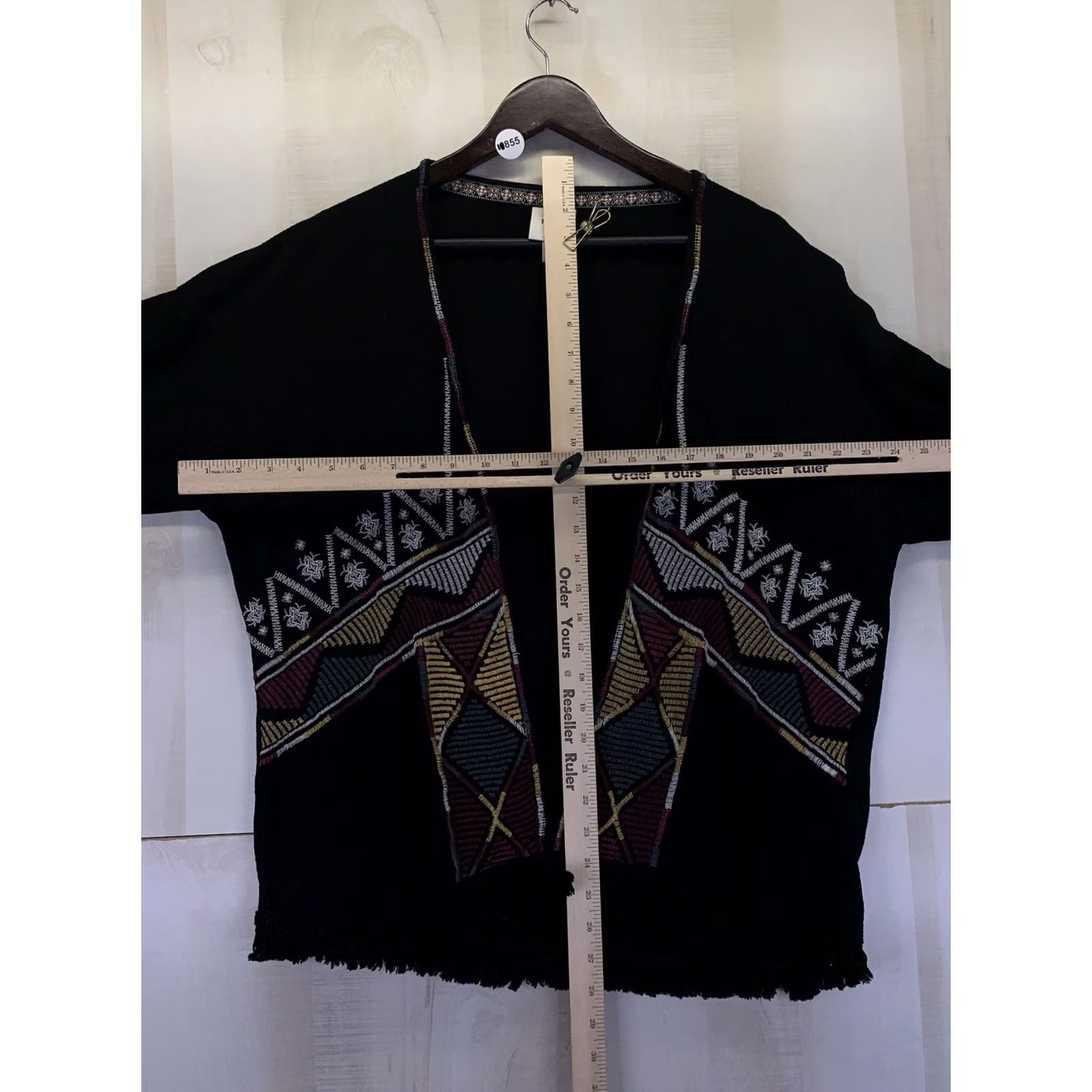 Vintage Knox Rose XS Embroidered Fringe Trim Open Front Oversized Cardigan Womens Size XS / US 0-2 / IT 36-38 - 4 Thumbnail