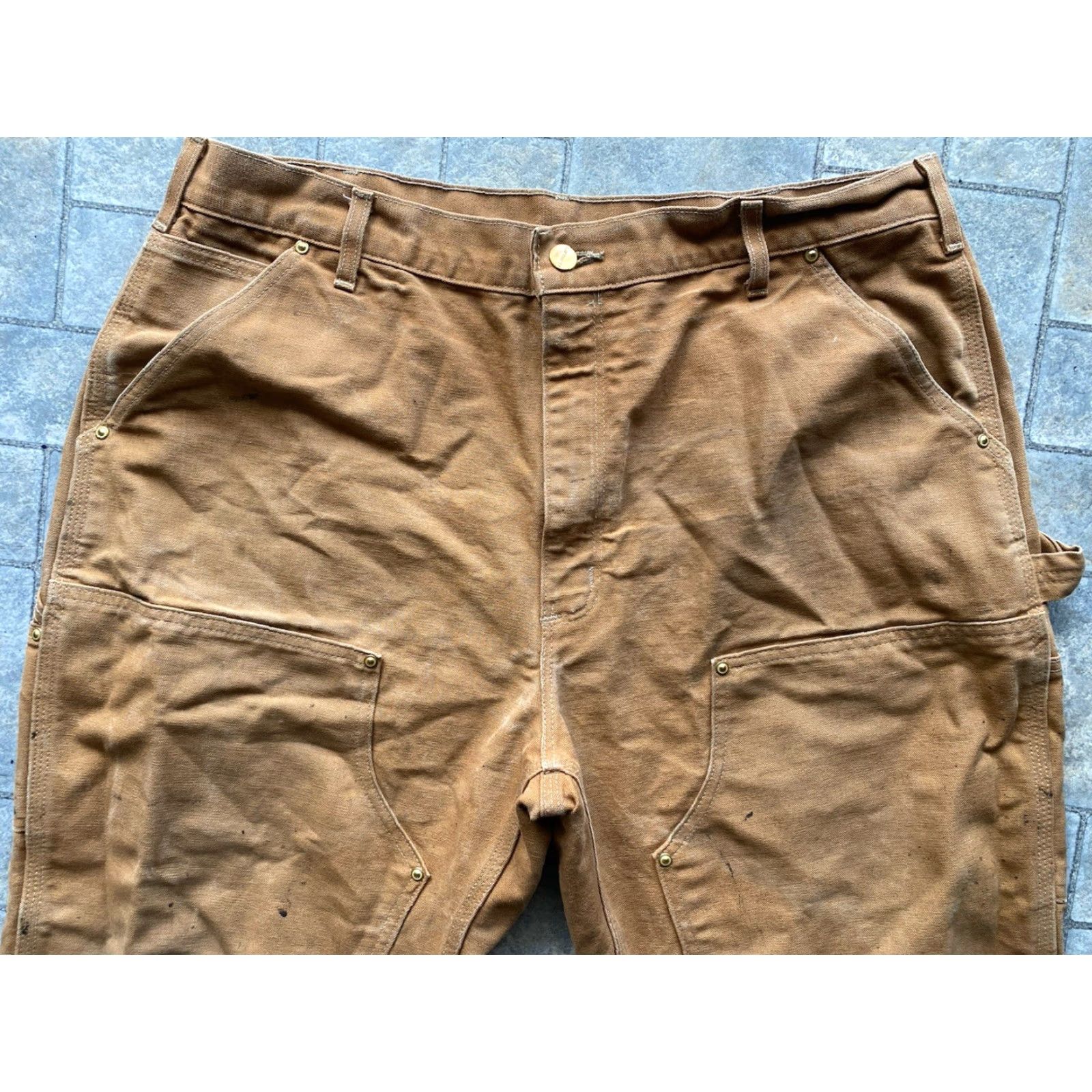 Carhartt Carhartt Double Knee Mens Pants 38x30 Brown Made In USA Paint Flaws Wear B01-BRN Size US 38 / EU 54 - 4 Thumbnail