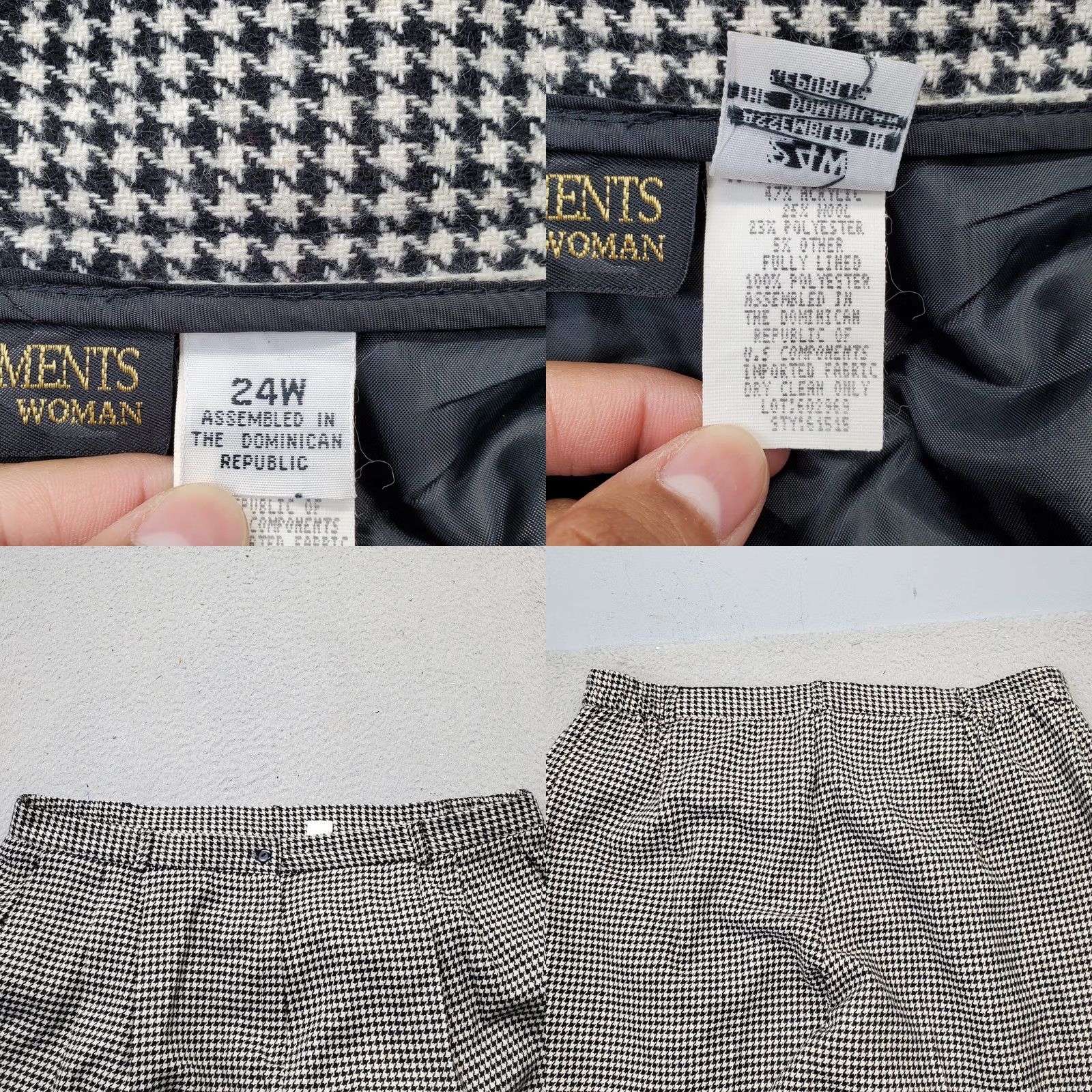 Vintage Requirements Pants Womens 24W Trousers Women Multi Houndstooth Pleated Front Carrot Fit Size 42" / US 20 - 8 Thumbnail