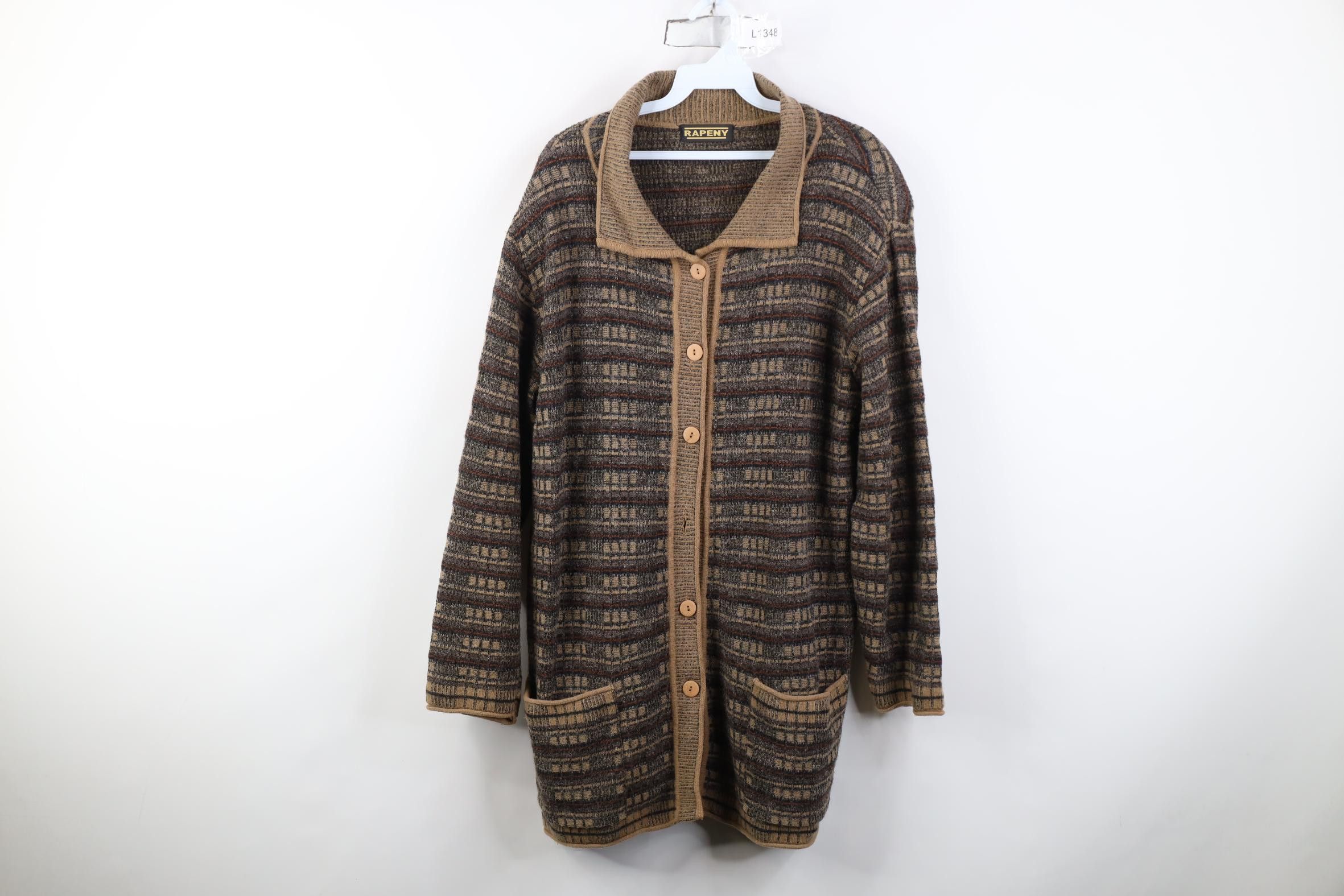 Vintage Vintage 90s Coogi Style Earth Tone Collared Cardigan Sweater Size XL / US 12-14 / IT 48-50 - 1 Thumbnail