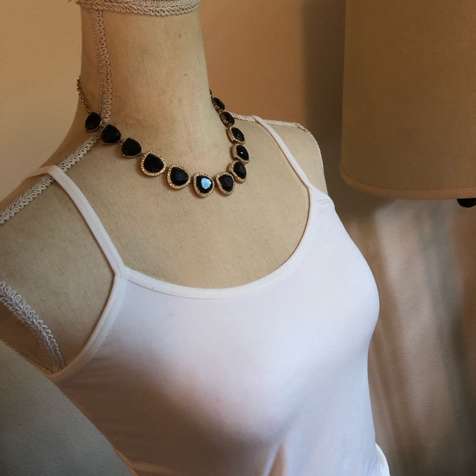 Jewelry Elegant faceted black glass stone bib necklace Size ONE SIZE - 4 Thumbnail