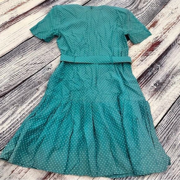 Vintage Vintage 90’s Teal Polka Dot Belted Dress “Blondie and Me” NW Size M / US 6-8 / IT 42-44 - 3 Thumbnail