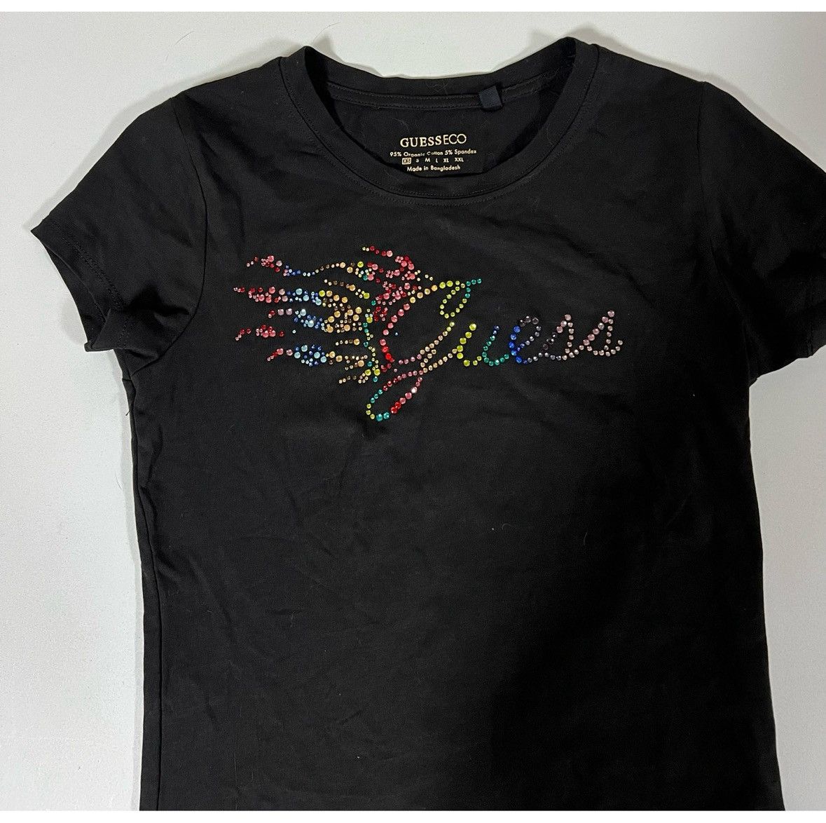 Guess Guess Black Rainbow Diamond Logo Graphic Shirt Top Tee XS 🌈✨ Size XS / US 0-2 / IT 36-38 - 3 Thumbnail