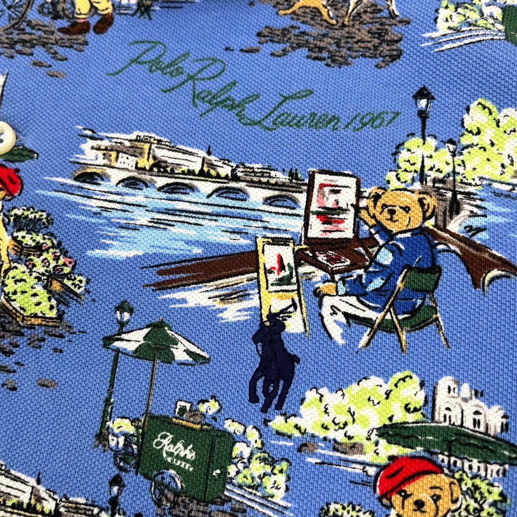 Polo Ralph Lauren Polo Ralph Lauren Polo Shirt Mens M Blue Paris Bear All Over AOP Preppy France Size US M / EU 48-50 / 2 - 3 Thumbnail