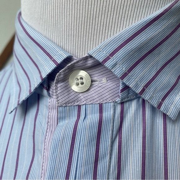 Just Cavalli Just Cavalli Pinstriped Hidden Button Shirt Made in Italy Size US L / EU 52-54 / 3 - 3 Thumbnail