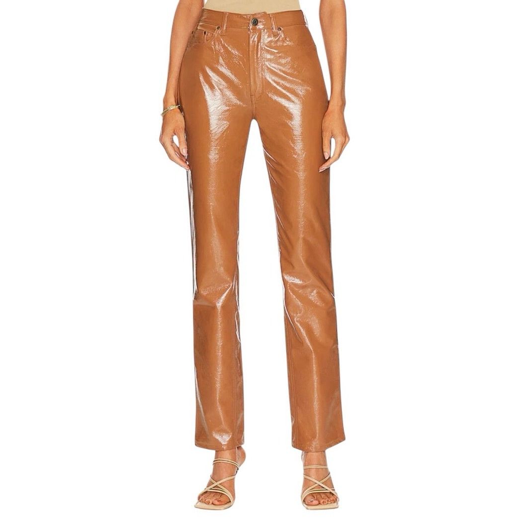 Other AFRM Revolve Heston Faux Camel Leather High Rise Pants 26 Size 26" / US 2 / IT 38 - 1 Thumbnail