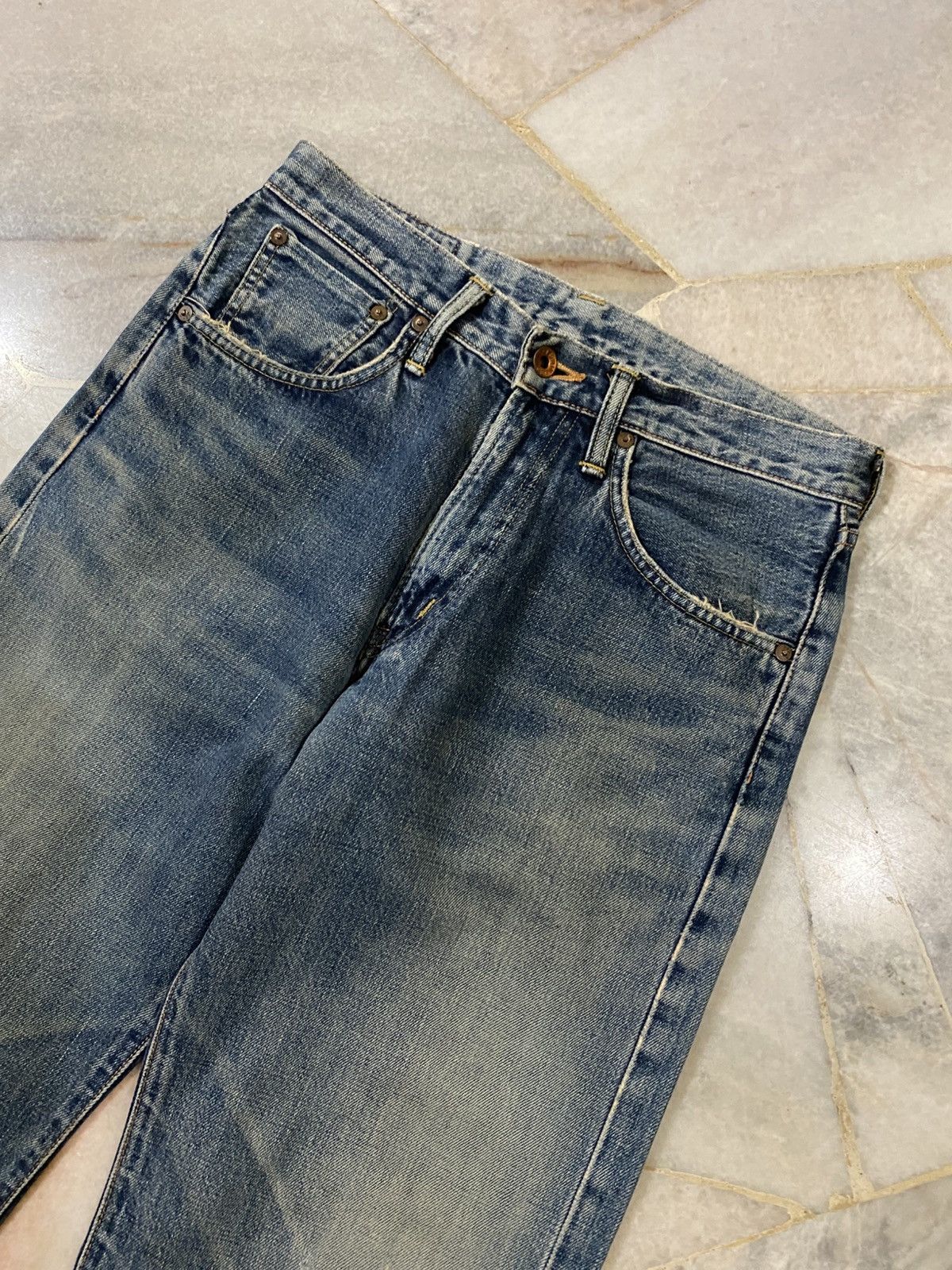 Edwin Vintage Edwin 505x Washed Orange Tab Ripped Selvedge Denim Size US 30 / EU 46 - 3 Thumbnail