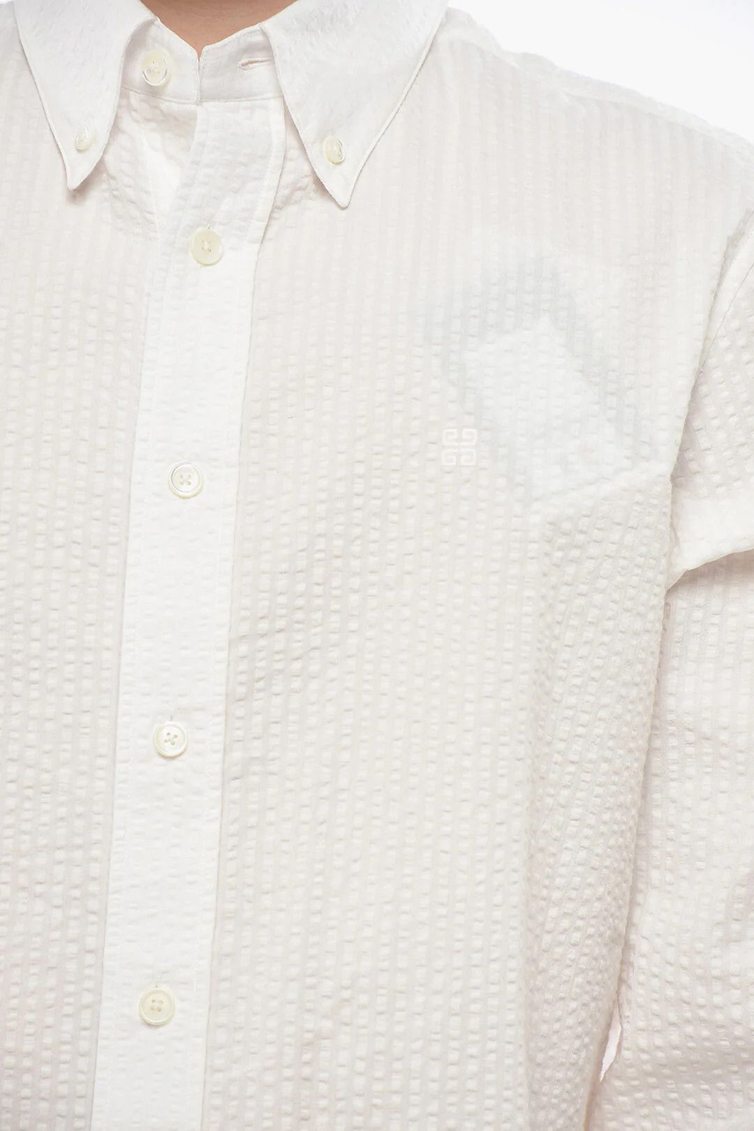 Givenchy og1mm0326 Textured Cotton Button-Down Shirt in White Size US M / EU 48-50 / 2 - 3 Thumbnail