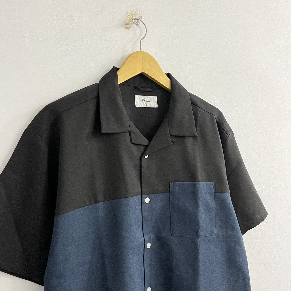 Japanese Brand Ikka Two Tone Color Camp Collar Button Up Shirt Size US XL / EU 56 / 4 - 3 Thumbnail