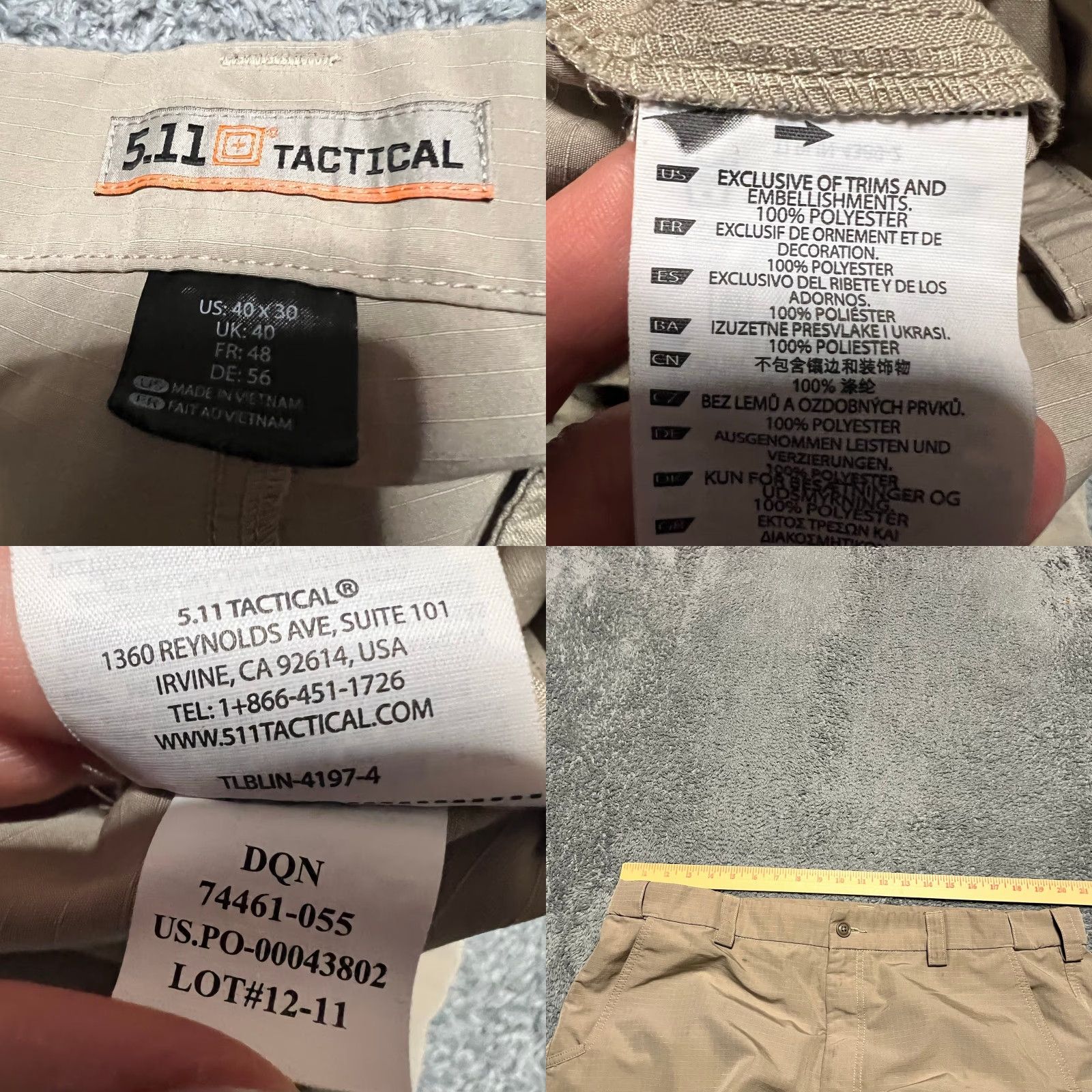 Vintage 5.11 Tactical Pants Mens 40 x30 Tan Fast Tac Urban 74461 Utility Ripstop Chino Inseam 29 in Mens Brown 40 Regular Size US 40 / EU 56 - 8 Thumbnail