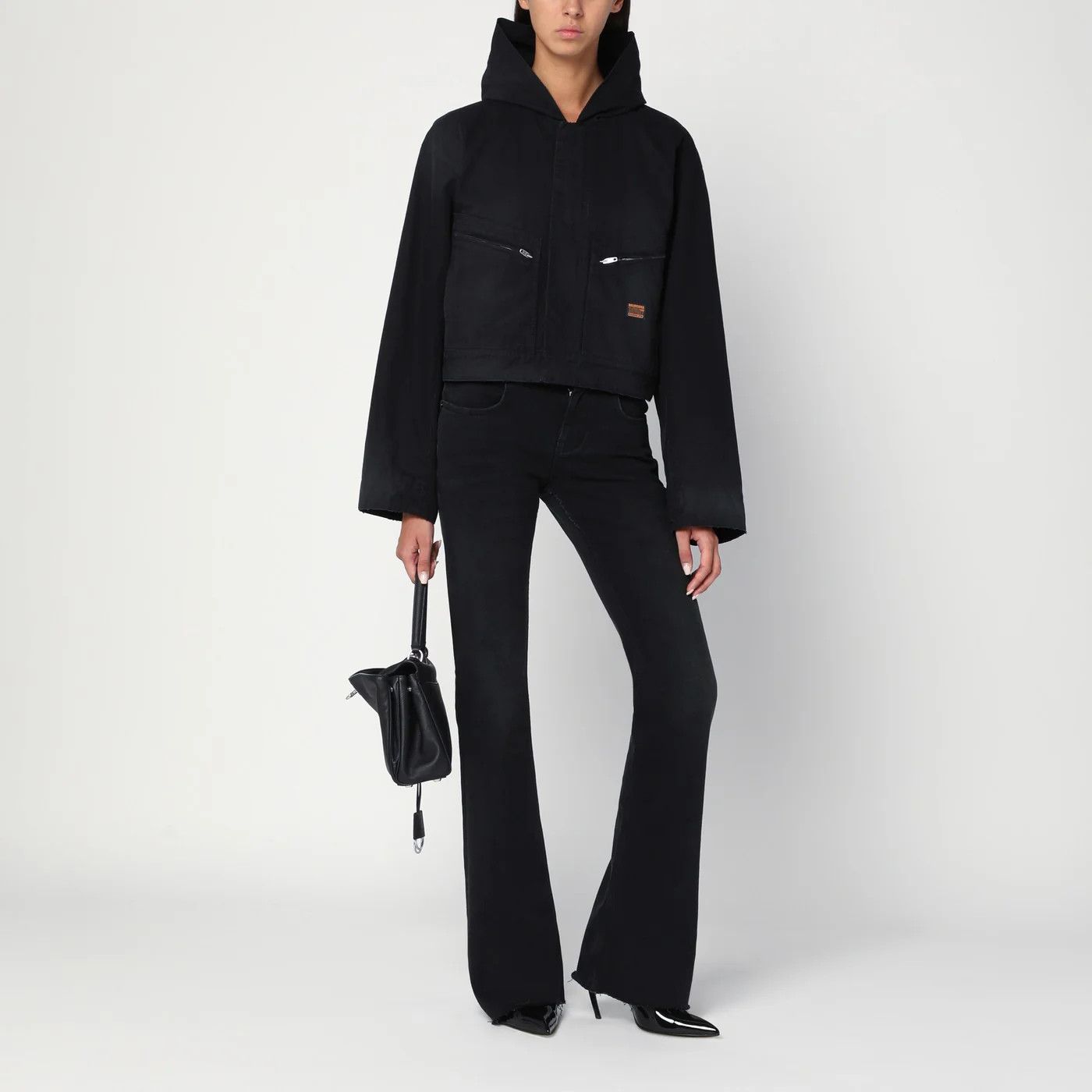 Balenciaga o1d2blof0426 Cropped Jacket With Hood In Black Size S / US 4 / IT 40 - 2 Thumbnail
