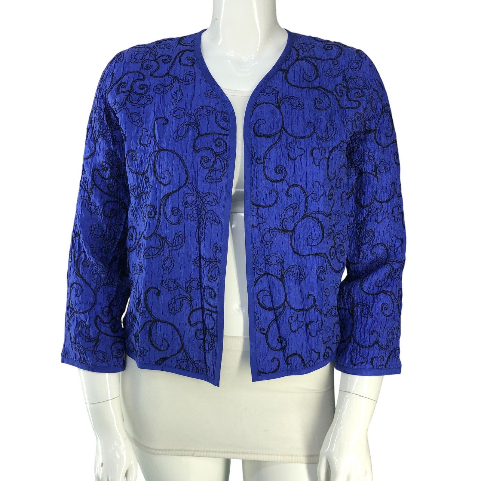 Chicos Chicos Size 1 US 8 Cardigan Open Front Silk Embroidered Size M / US 6-8 / IT 42-44 - 11 Thumbnail