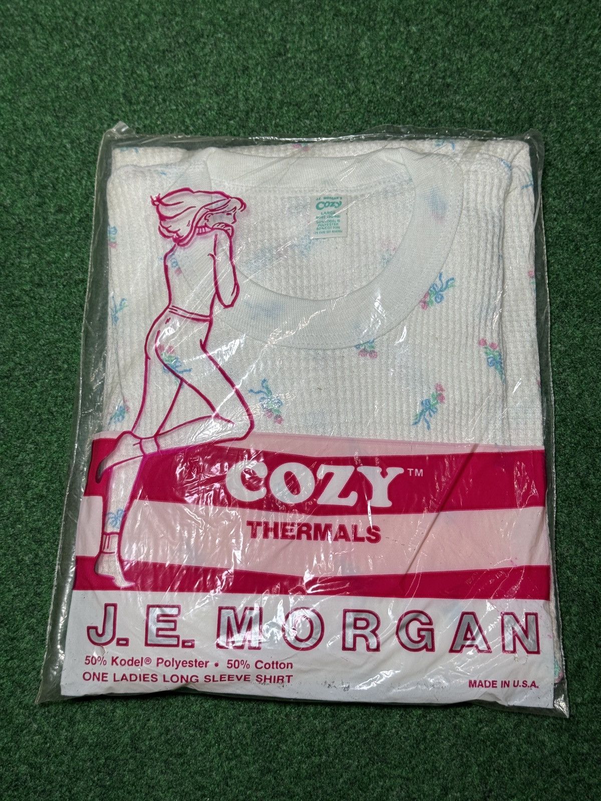 Vintage Vintage Thermal Floral Long Sleeve 70s Lrg JE Morgan Shirt Size L / US 10 / IT 46 - 1 Thumbnail