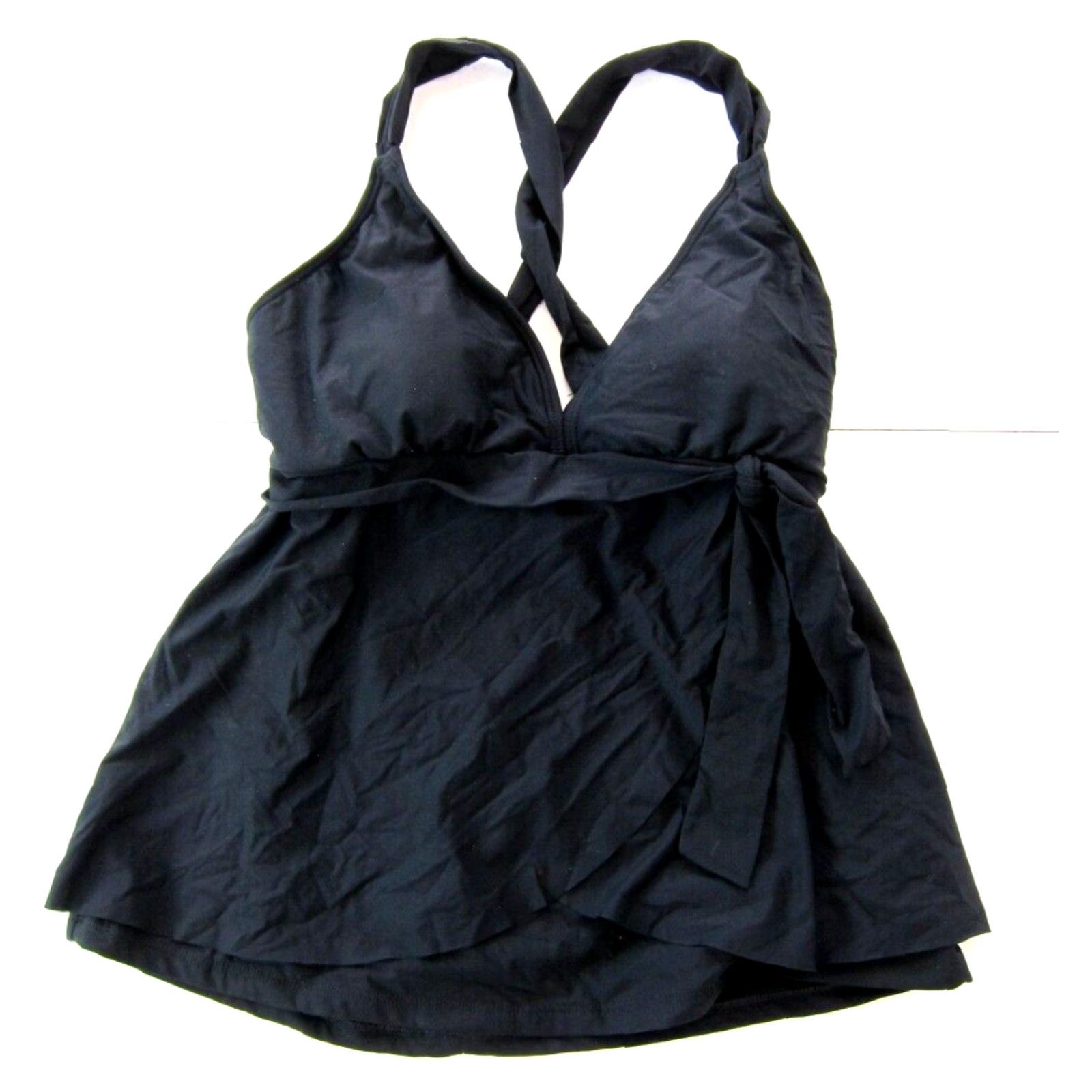 Vintage NWT Alex Marie Black Built In Bra Twist Back Swimsuit Tankini Top Women Size 8 Size M / US 6-8 / IT 42-44 - 2 Thumbnail