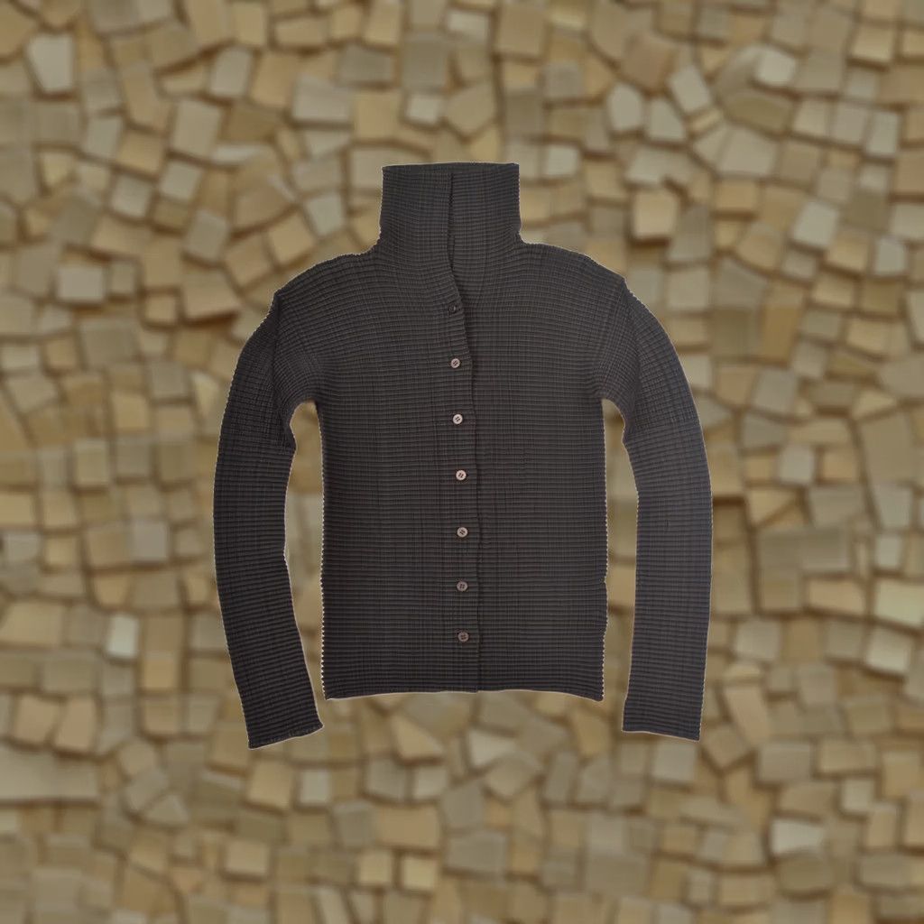 Issey Miyake Issey Miyake Wooly Pleats-38 Top Plisse Black Button Shirt IM38-FJ403 Japan Sz 2 Size XS / US 0-2 / IT 36-38 - 1 Thumbnail