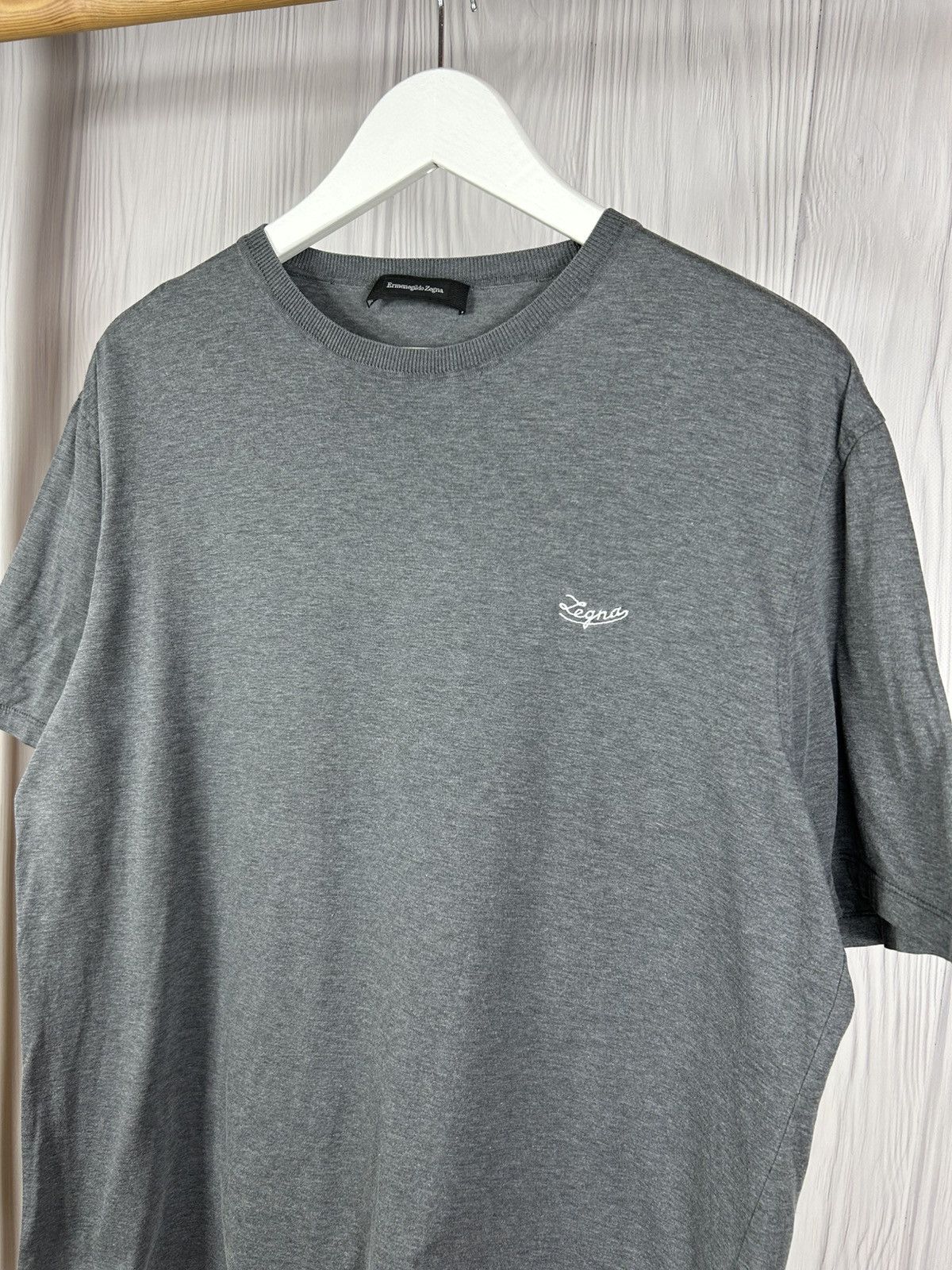Ermenegildo Zegna Ermenegildo Zegna Logo Lettering Grey Cotton T-shirt Size L Size US L / EU 52-54 / 3 - 3 Thumbnail