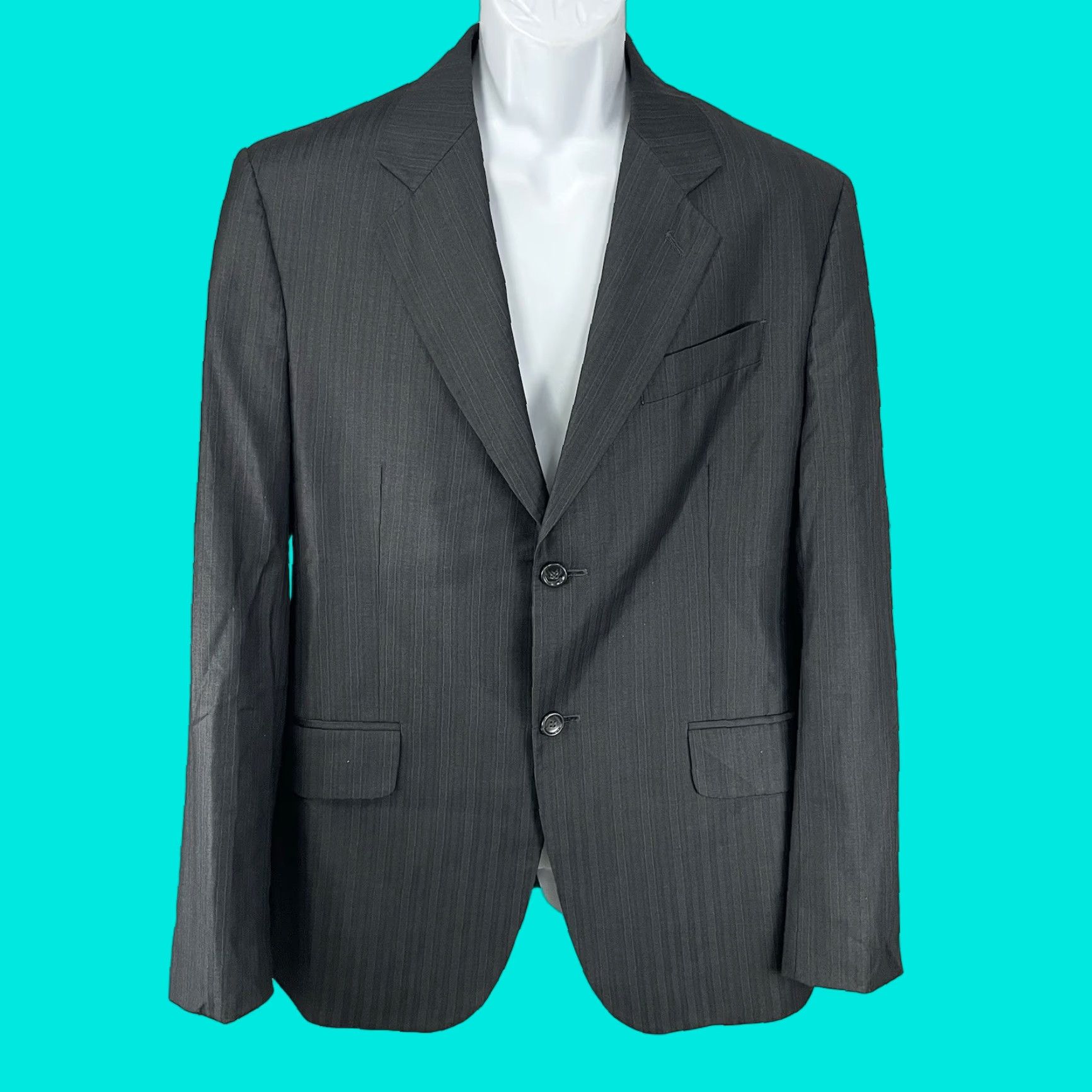 Vintage VINTAGE Turtle Black Stripe Italian Fit Blazer Sport Coat 2 Button Notch Vented Jacket Size 40R Mens Classic Blazer Size 40R - 1 Thumbnail