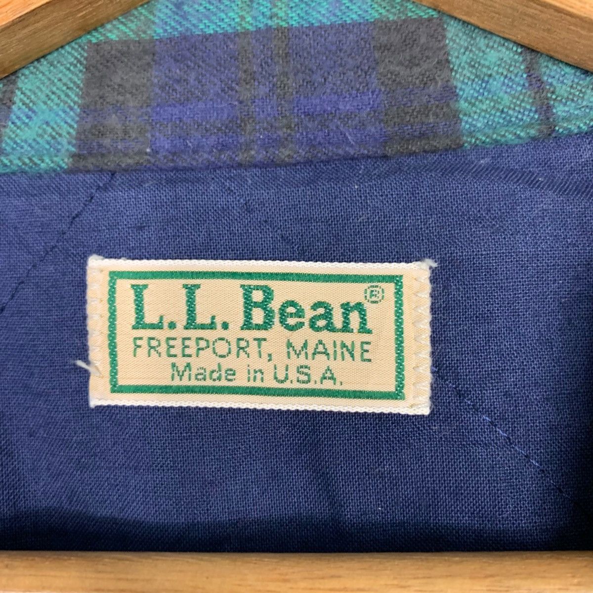 L.L. Bean L.L.BEAN Green Blue Checked Flannel Jacket #1643-C73 Size US L / EU 52-54 / 3 - 13 Thumbnail