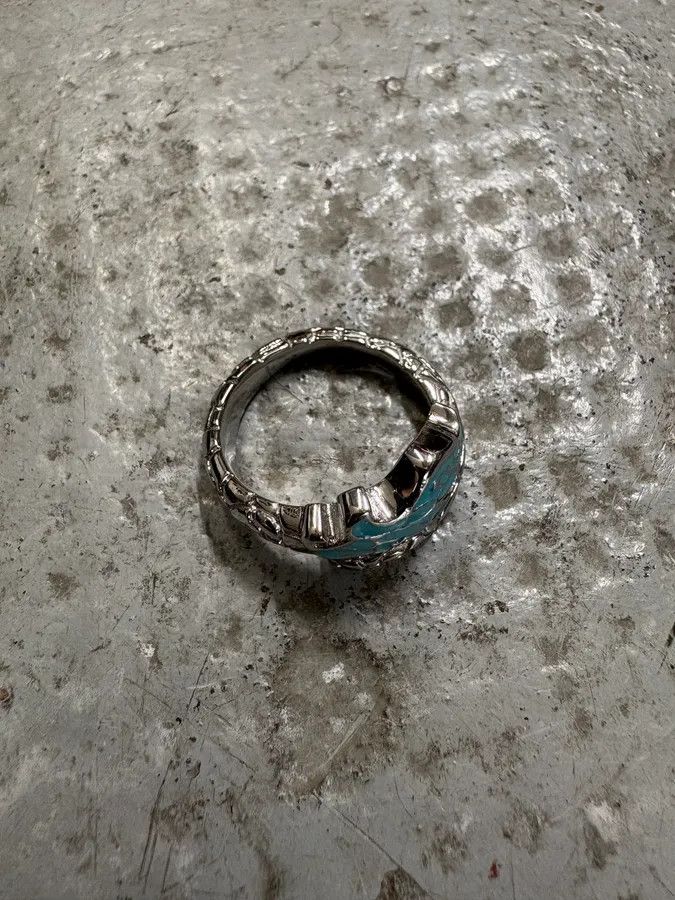 Roberto Cavalli × Vintage Cavalli Blue Asian Dragon Metal Ring Size ONE SIZE - 7 Thumbnail