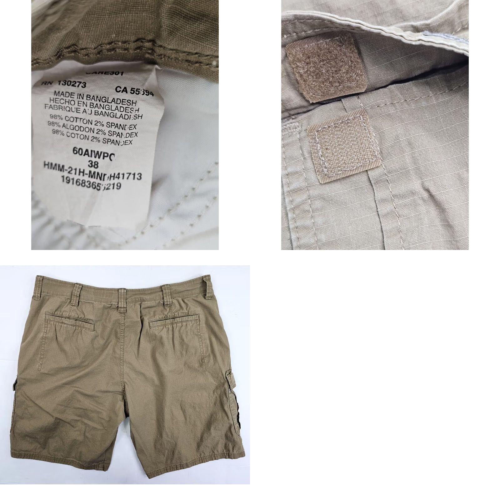 Wrangler Wrangler Relaxed Fit Ripstop Cargo Shorts Men 38 Cargo Pocket Brown Inseam 9.5" Coyote Tan Ripstop Modern Outdoor Casual Workwear Size US 38 / EU 54 - 8 Thumbnail
